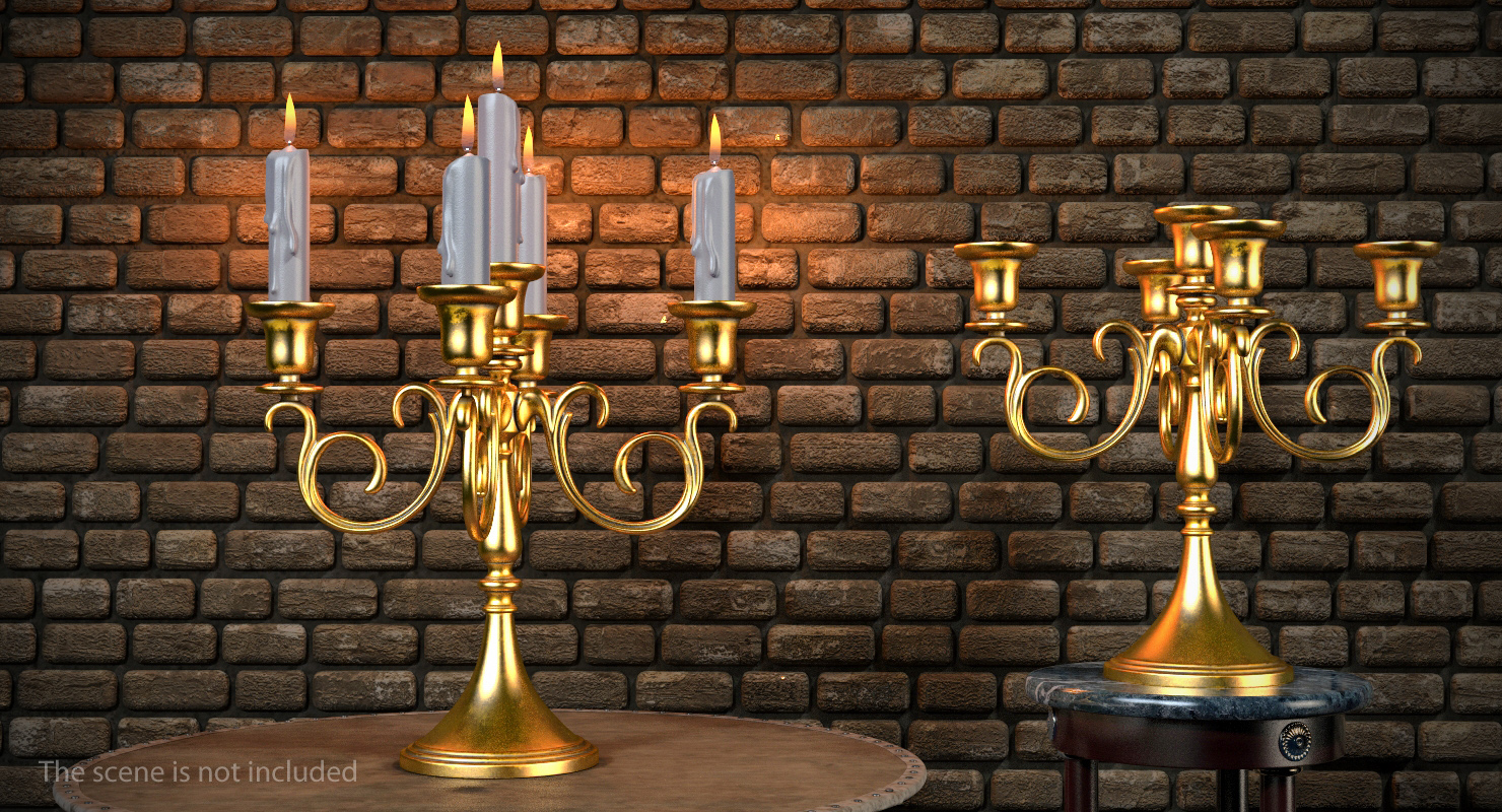 3D model Candlestick 5 Branch Gold