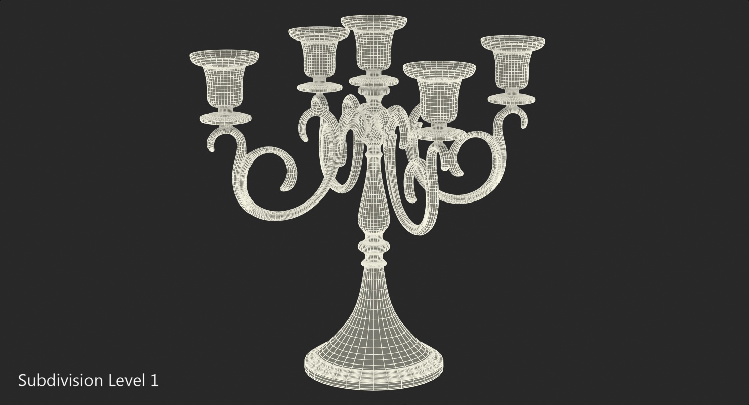 3D model Candlestick 5 Branch Gold