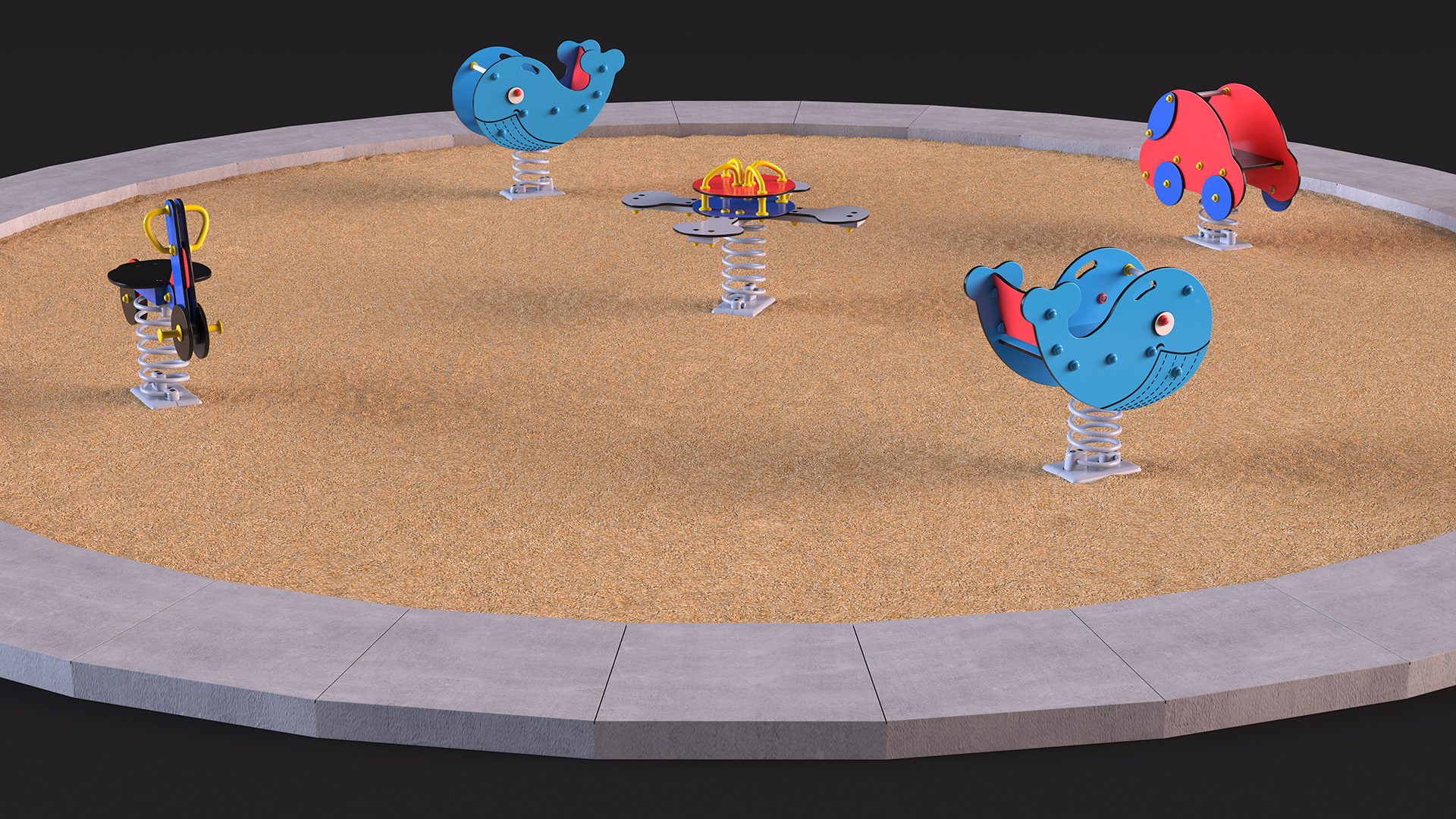 3D Sawdust Child Playground with Spring Swings model