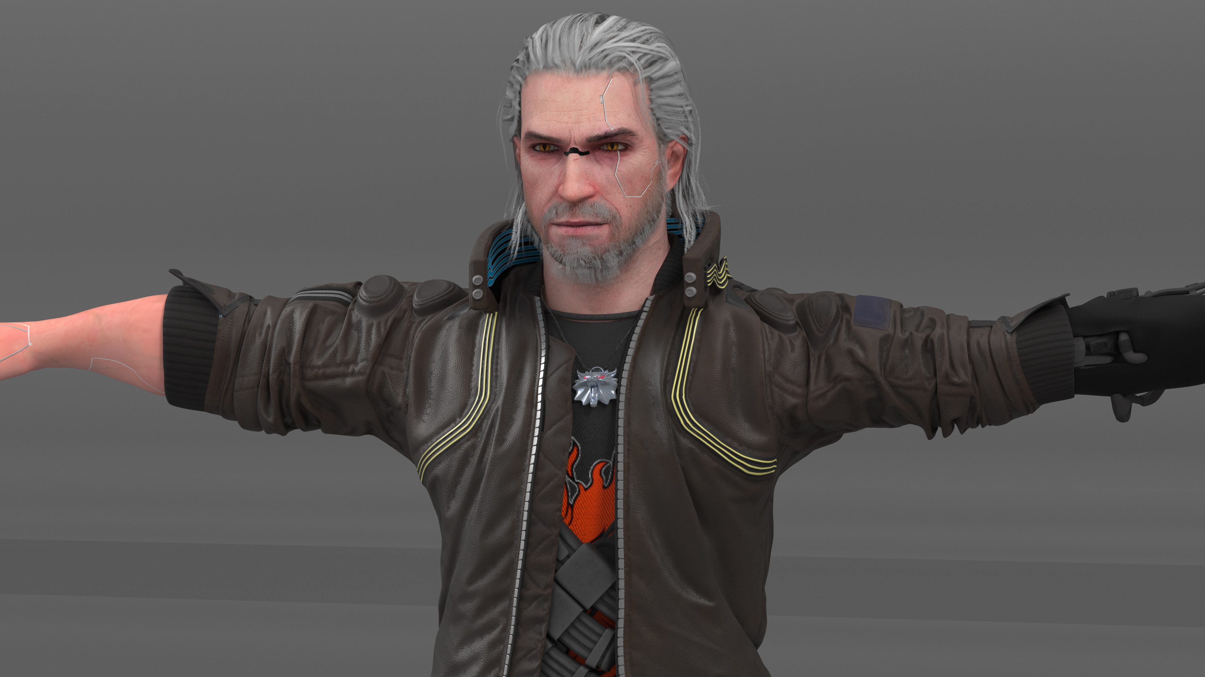 3D Cyberpunk 2077 Geralt Character T-Pose model