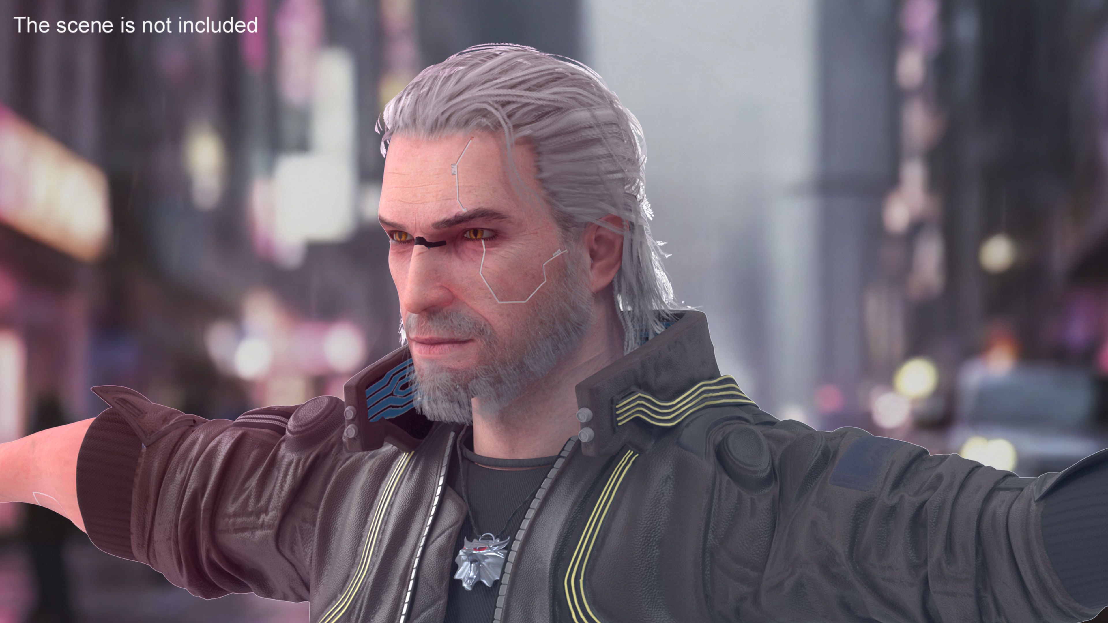 3D Cyberpunk 2077 Geralt Character T-Pose model