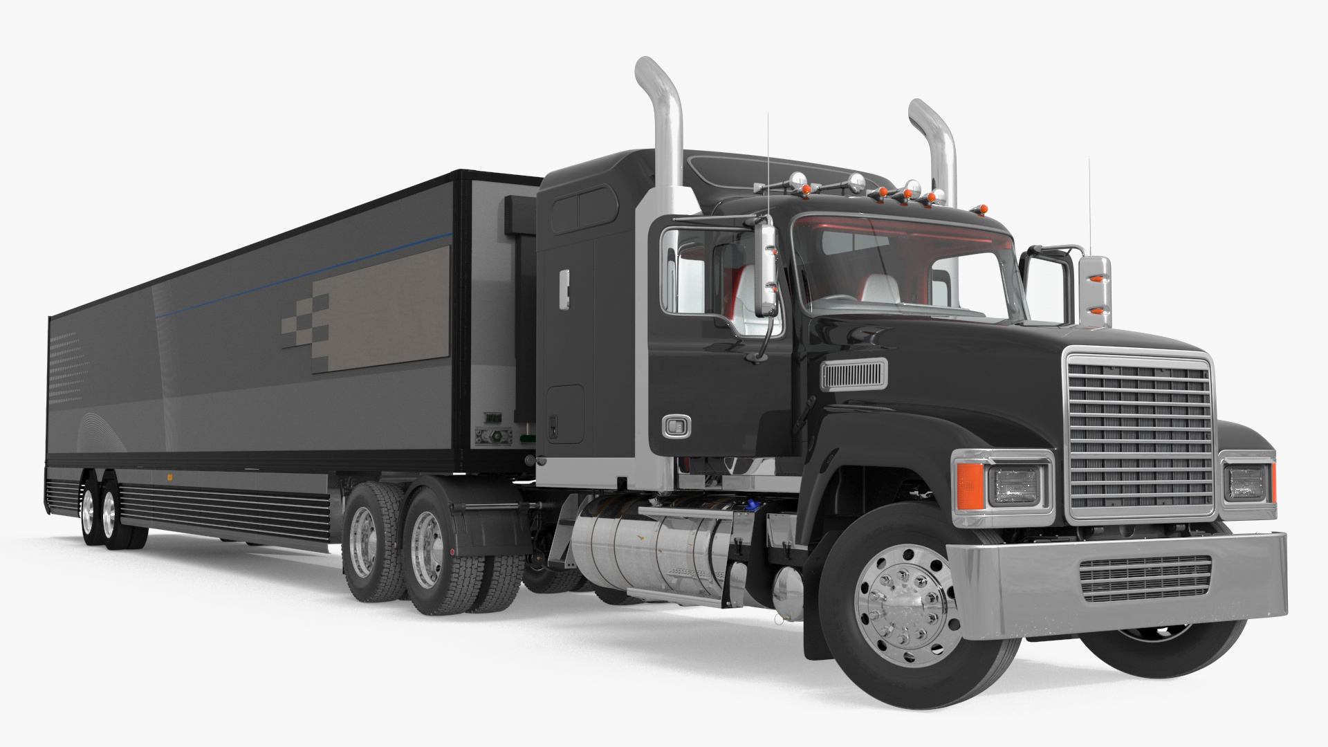 3D Freight Truck with Futuristic Trailer Rigged for Cinema 4D model