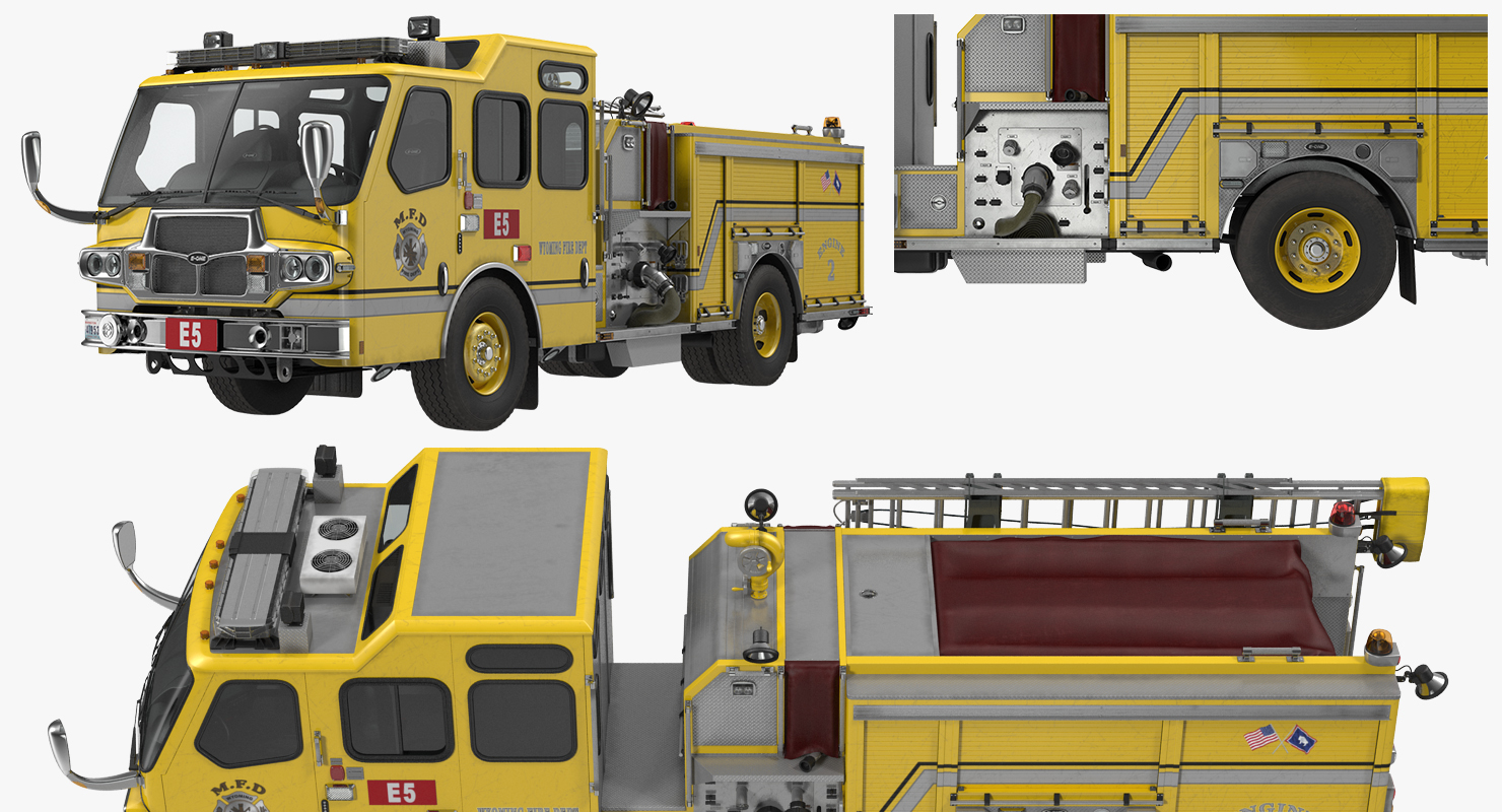 3D Fire Apparatus E One Quest Wyoming Rigged