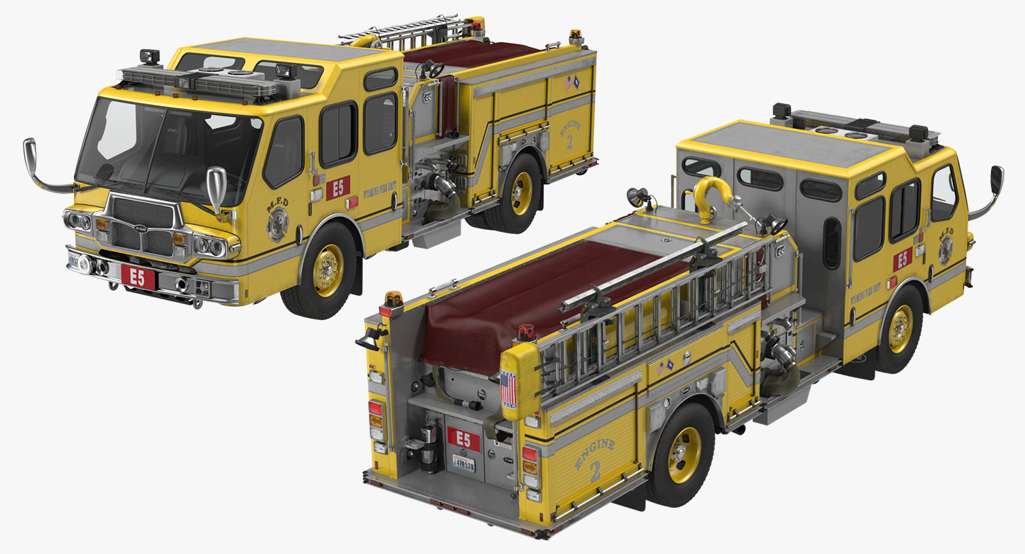 3D Fire Apparatus E One Quest Wyoming Rigged