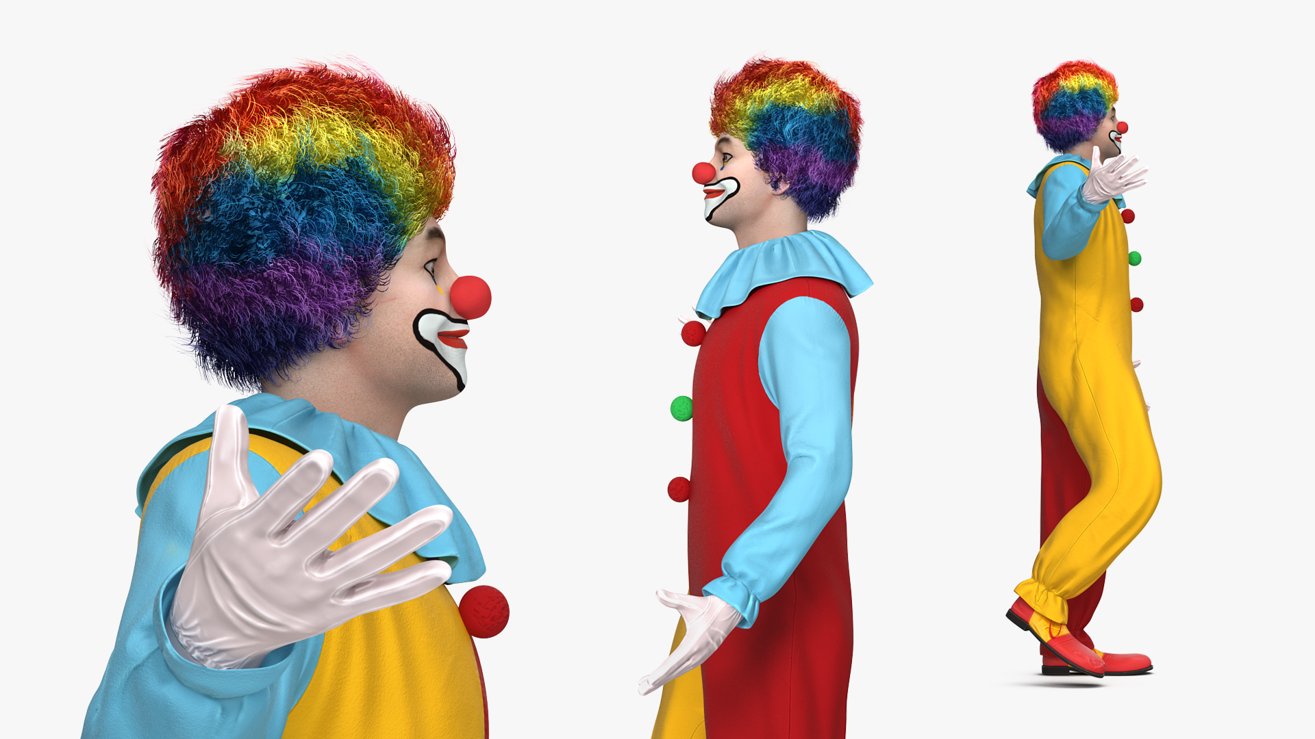 Funny Clown Costume Standing Pose Fur 3D