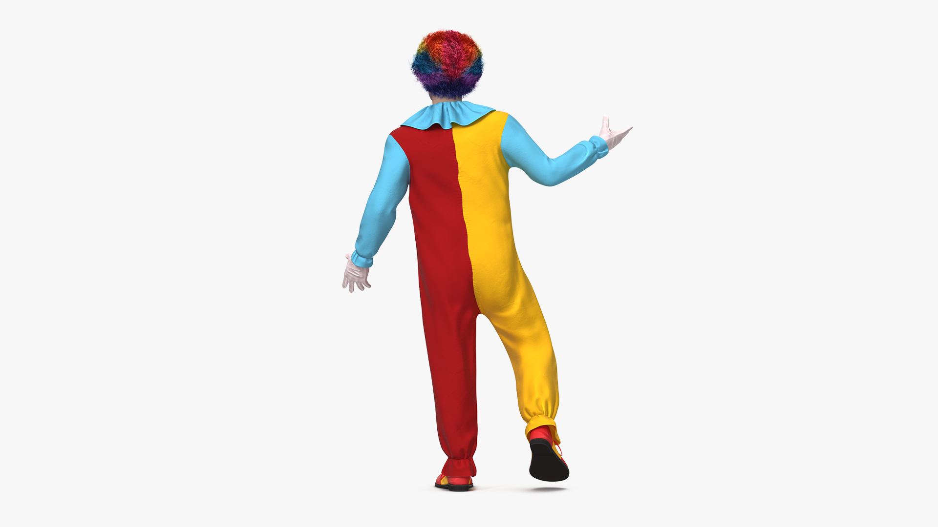 Funny Clown Costume Standing Pose Fur 3D