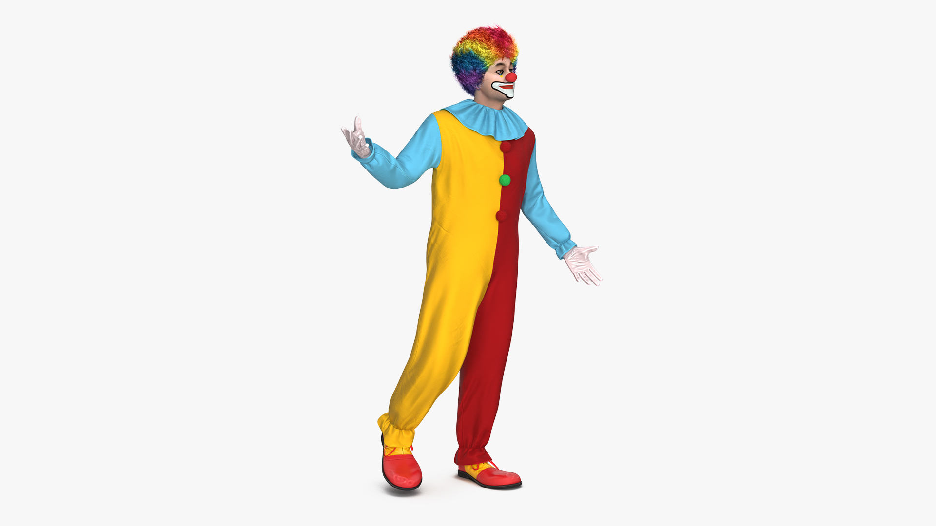 Funny Clown Costume Standing Pose Fur 3D