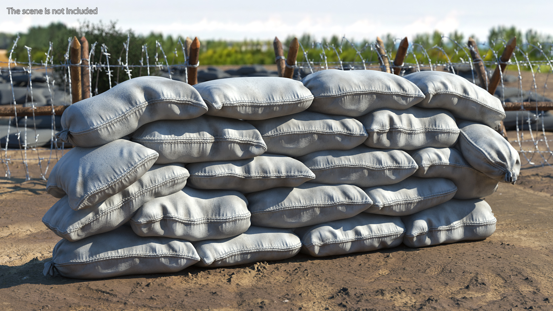 Polypropylene Sandbag Barricade Dirty 3D