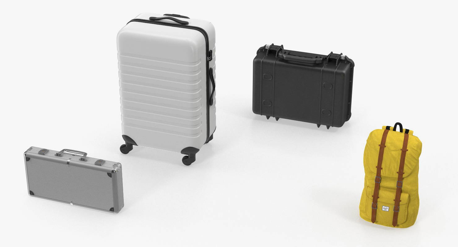 3D Baggage with Airport Luggage Trolley