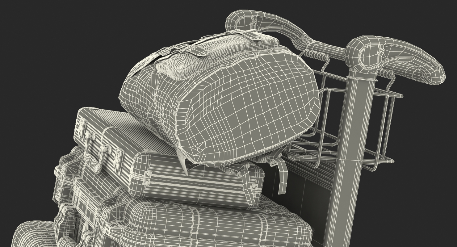 3D Baggage with Airport Luggage Trolley