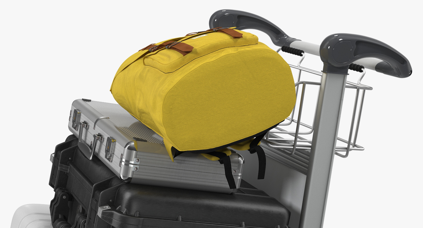 3D Baggage with Airport Luggage Trolley