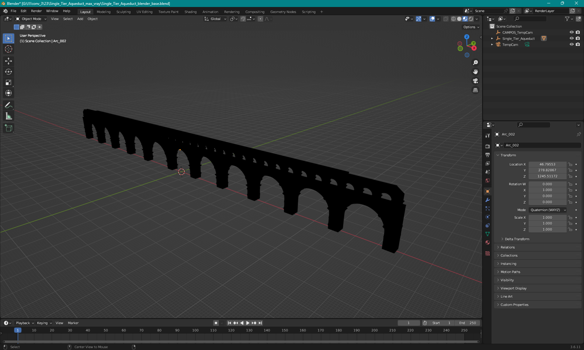 3D model Single Tier Aqueduct