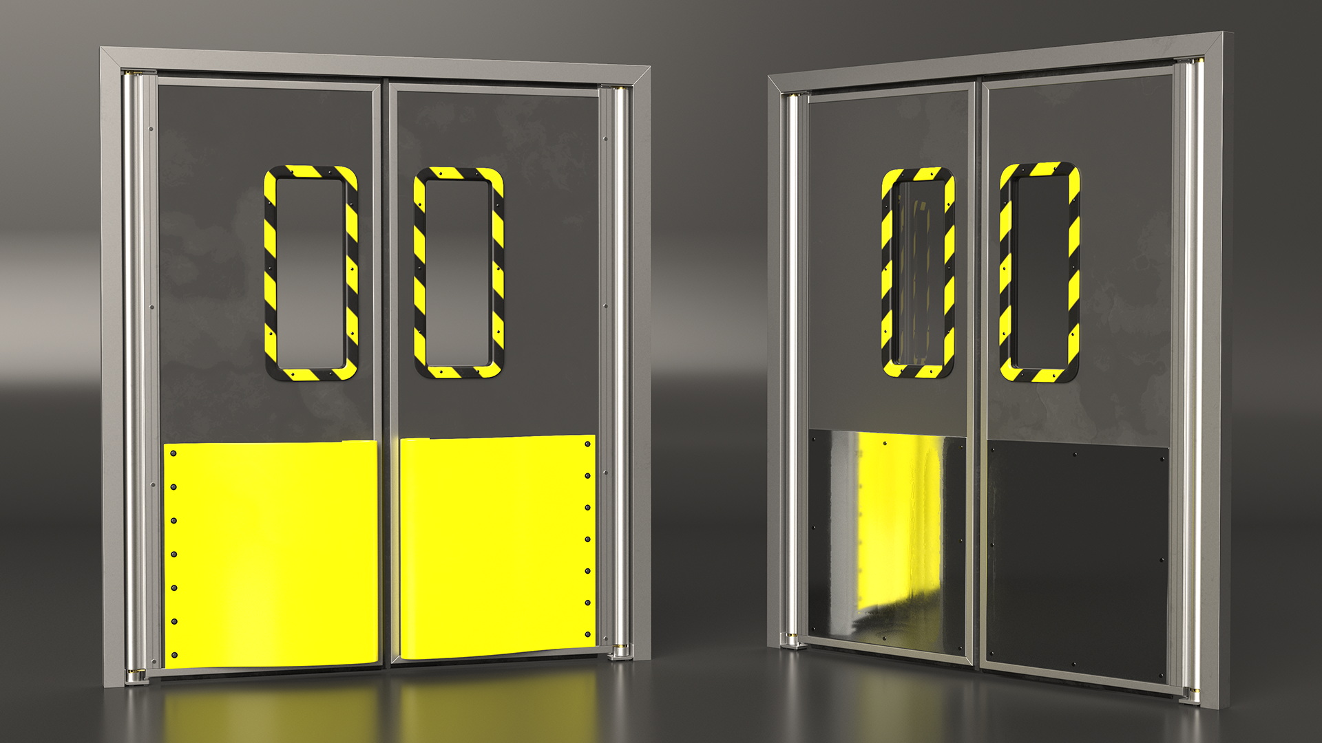 Yellow Swinging Doors for Supermarket 3D