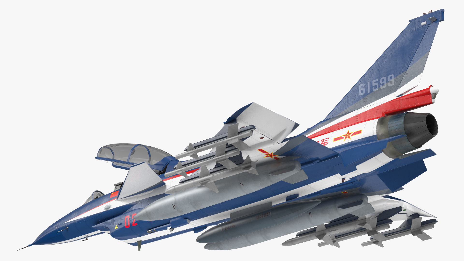 3D model Chengdu J10 S Aerobatic Team Tandem Seated Armed Rigged