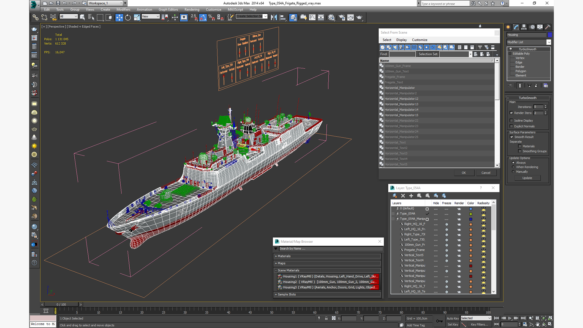 Type 054A Frigate Rigged 3D model