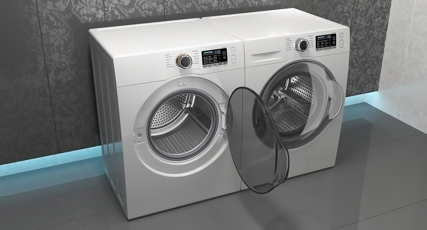 Dryer and Washing Machine Generic White 3D model