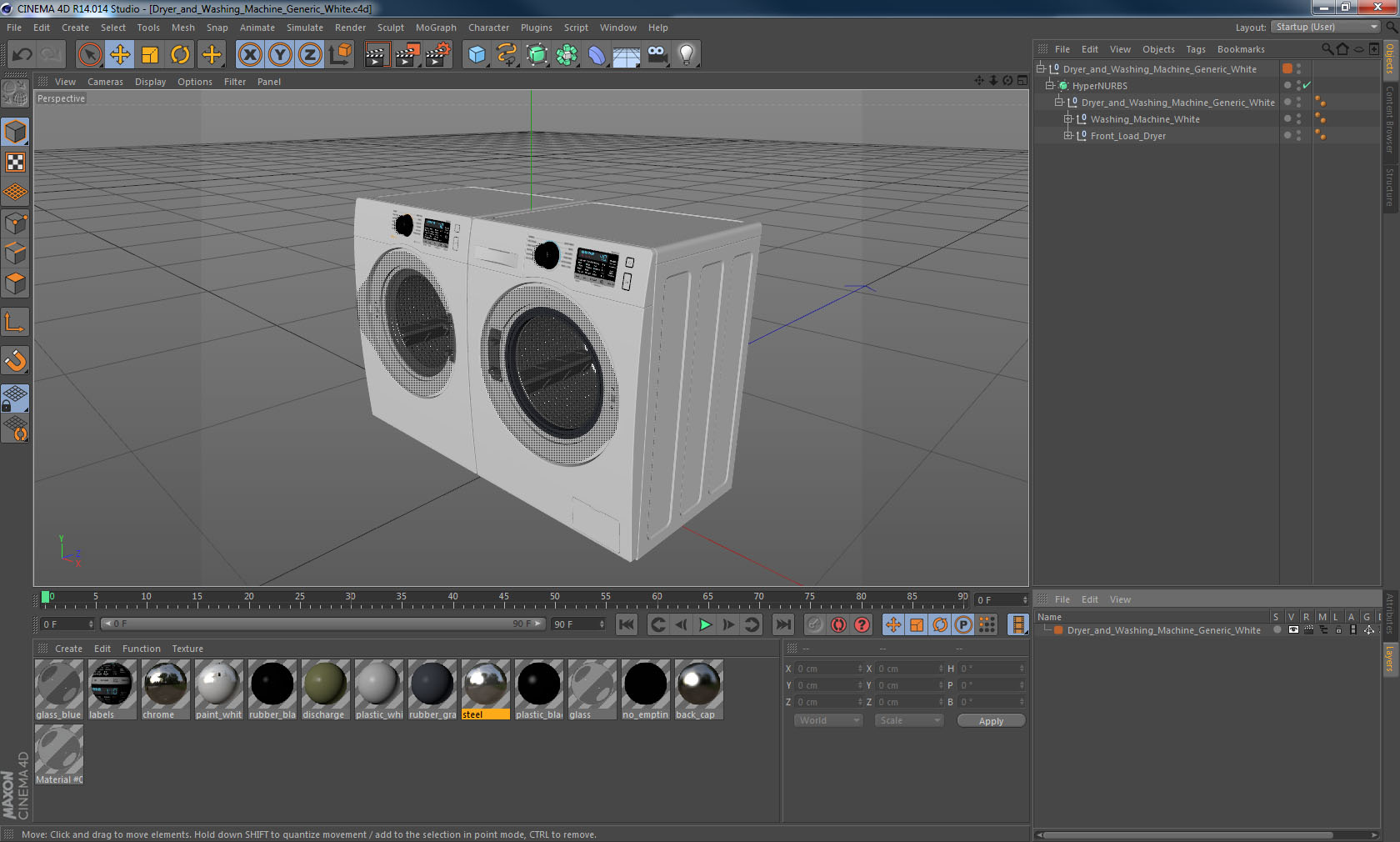 Dryer and Washing Machine Generic White 3D model