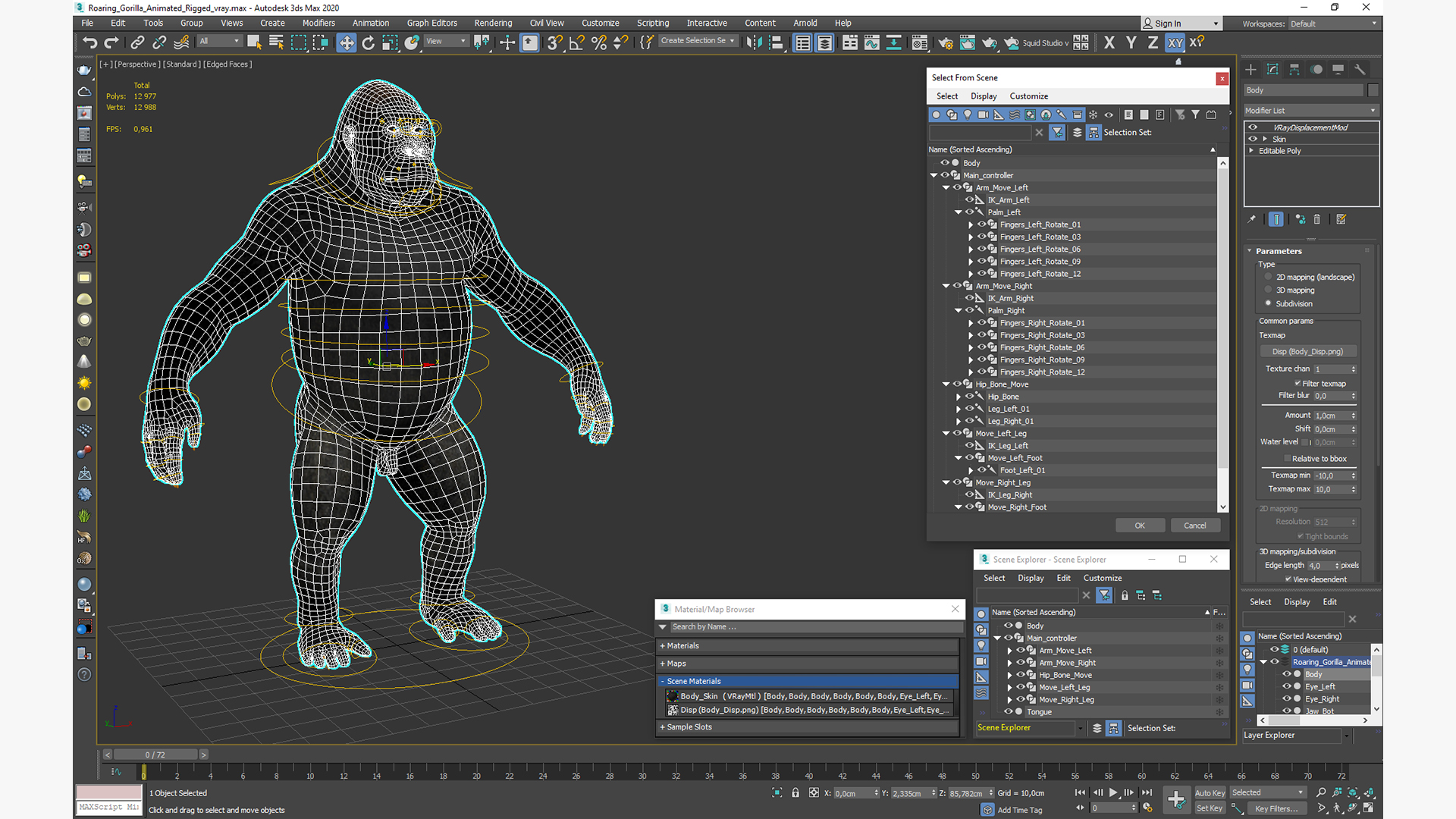 3D Roaring Gorilla Animated Rigged