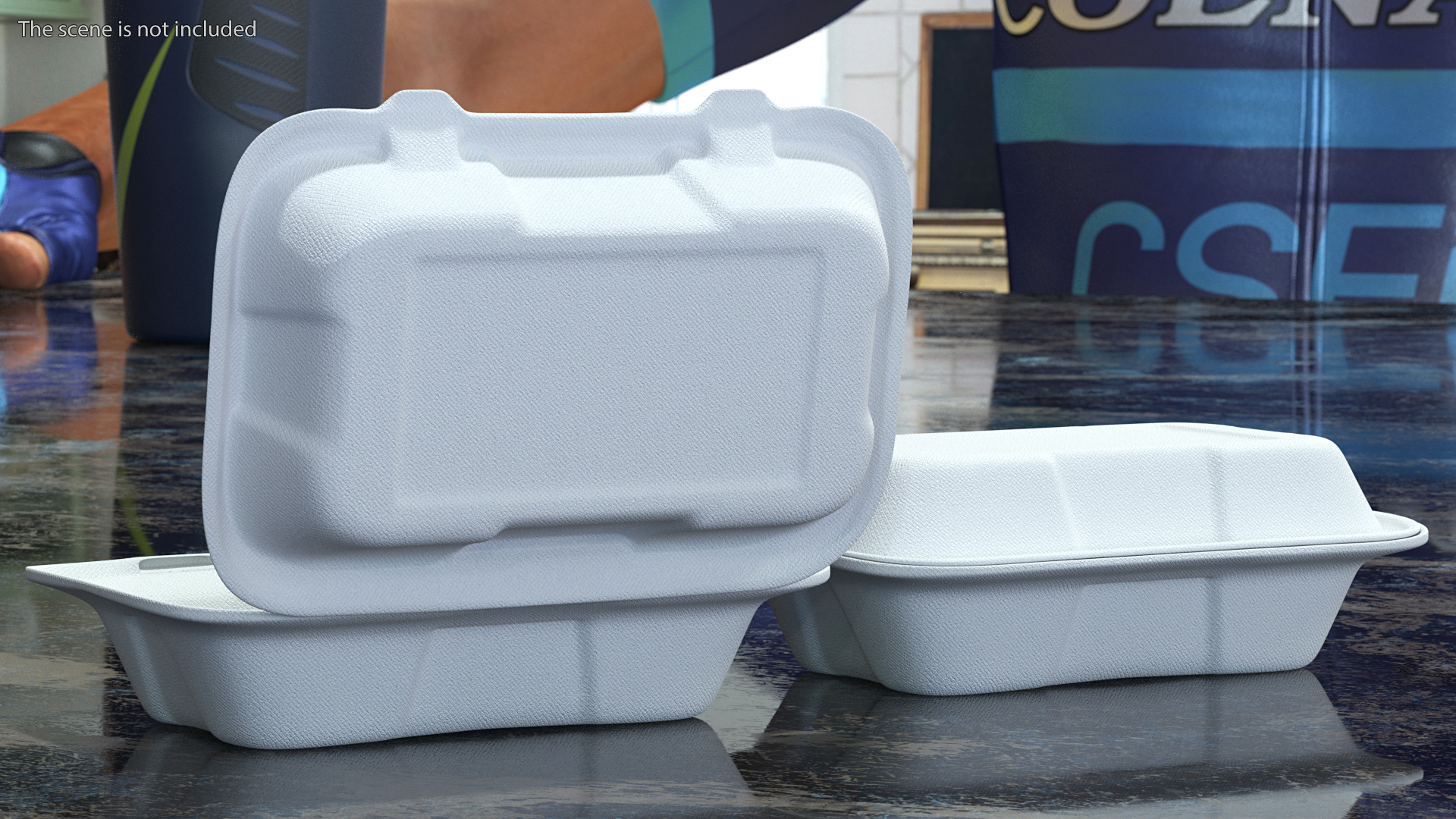 3D model Rectangular Food Container Set