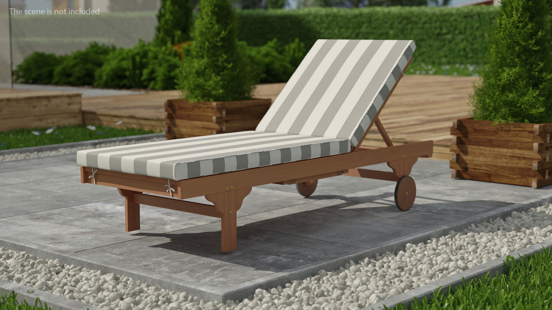 Outdoor Patio Fabric Chair with Gray Stripes 3D model