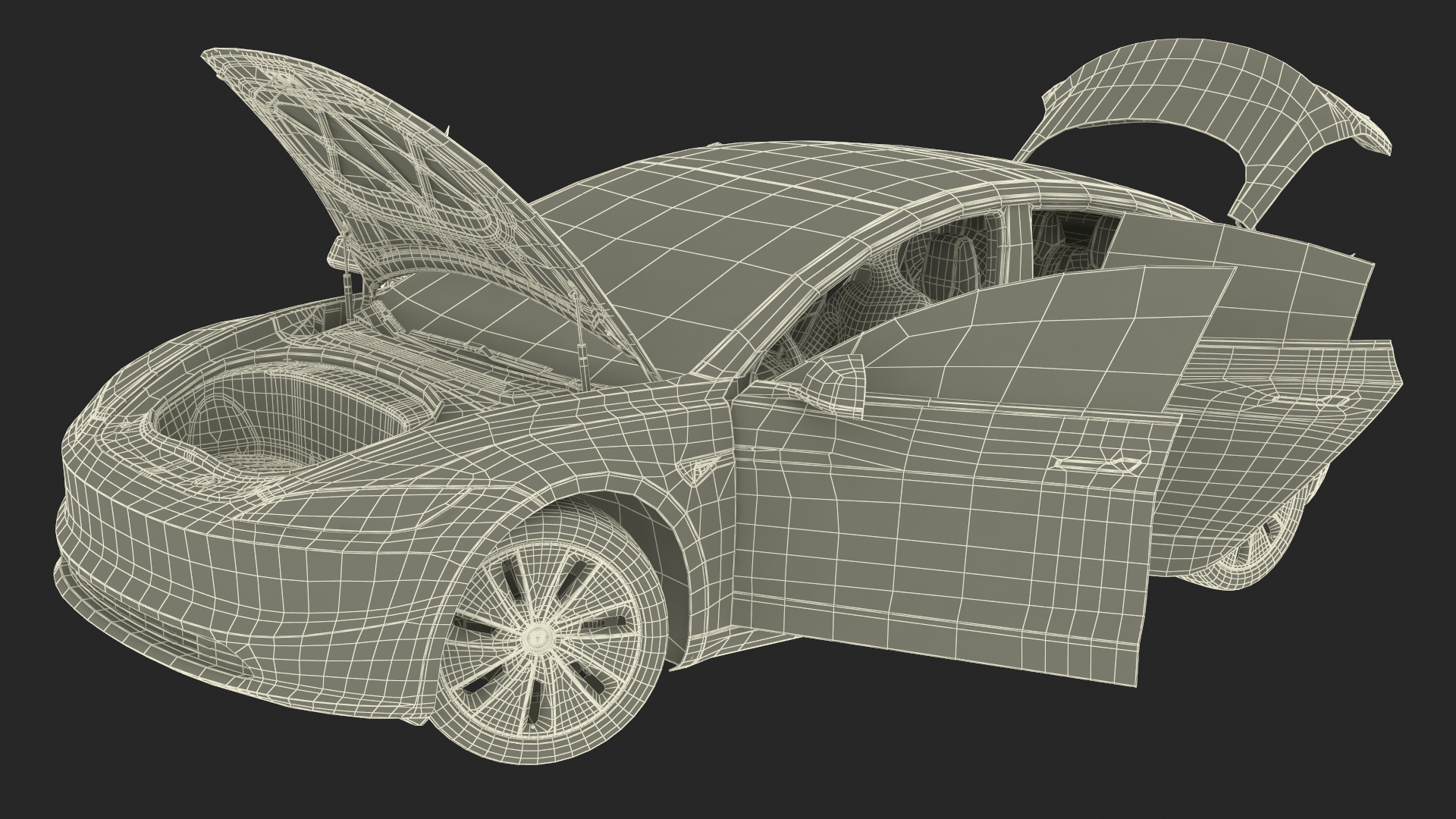 Tesla Model 3 2024 with Tesla Bot Rigged for Maya 3D model