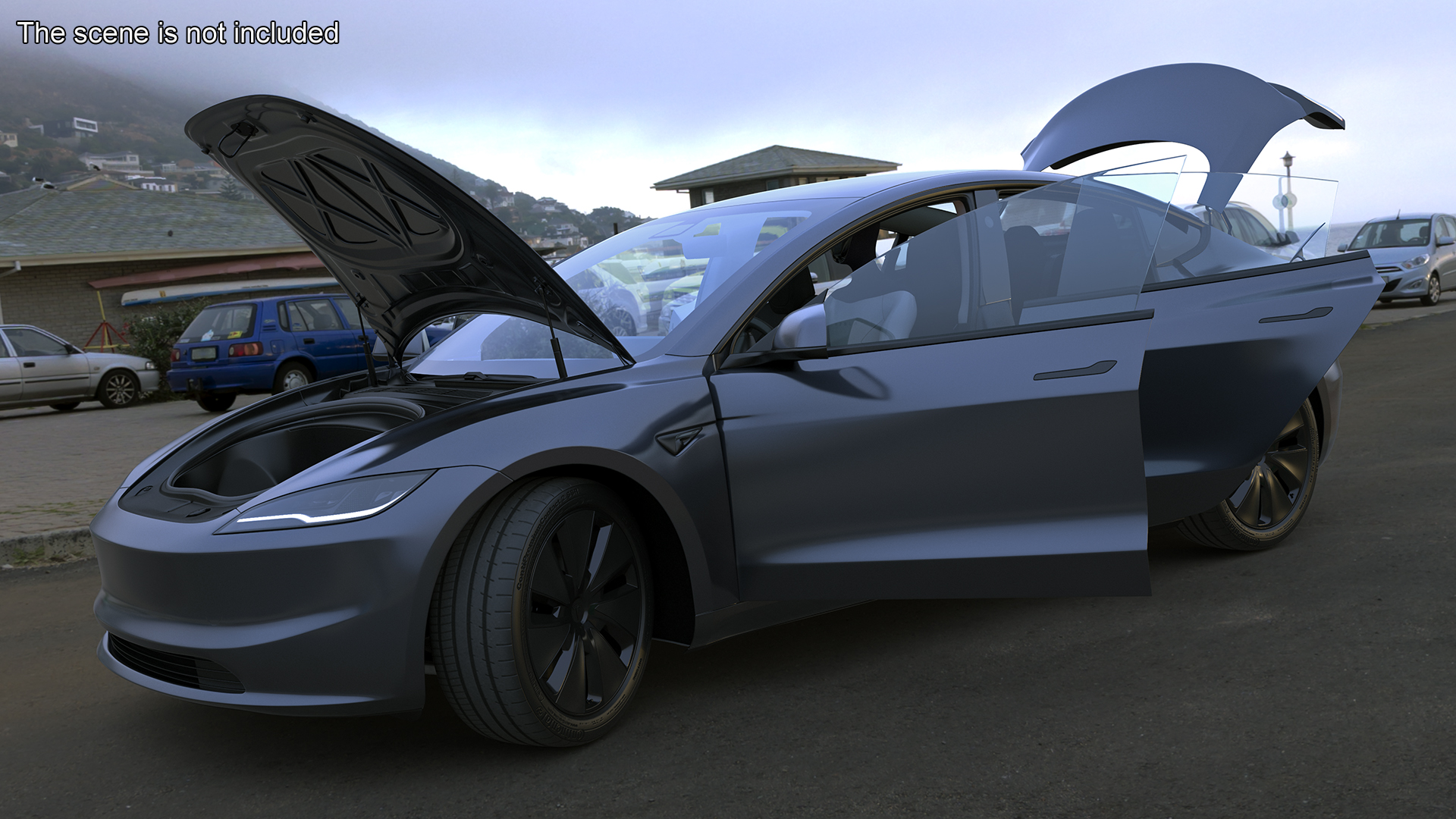 Tesla Model 3 2024 with Tesla Bot Rigged for Maya 3D model