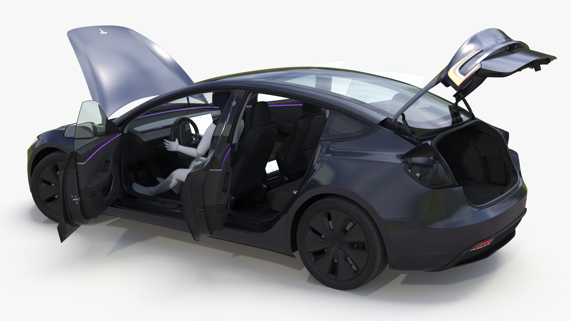 Tesla Model 3 2024 with Tesla Bot Rigged for Maya 3D model