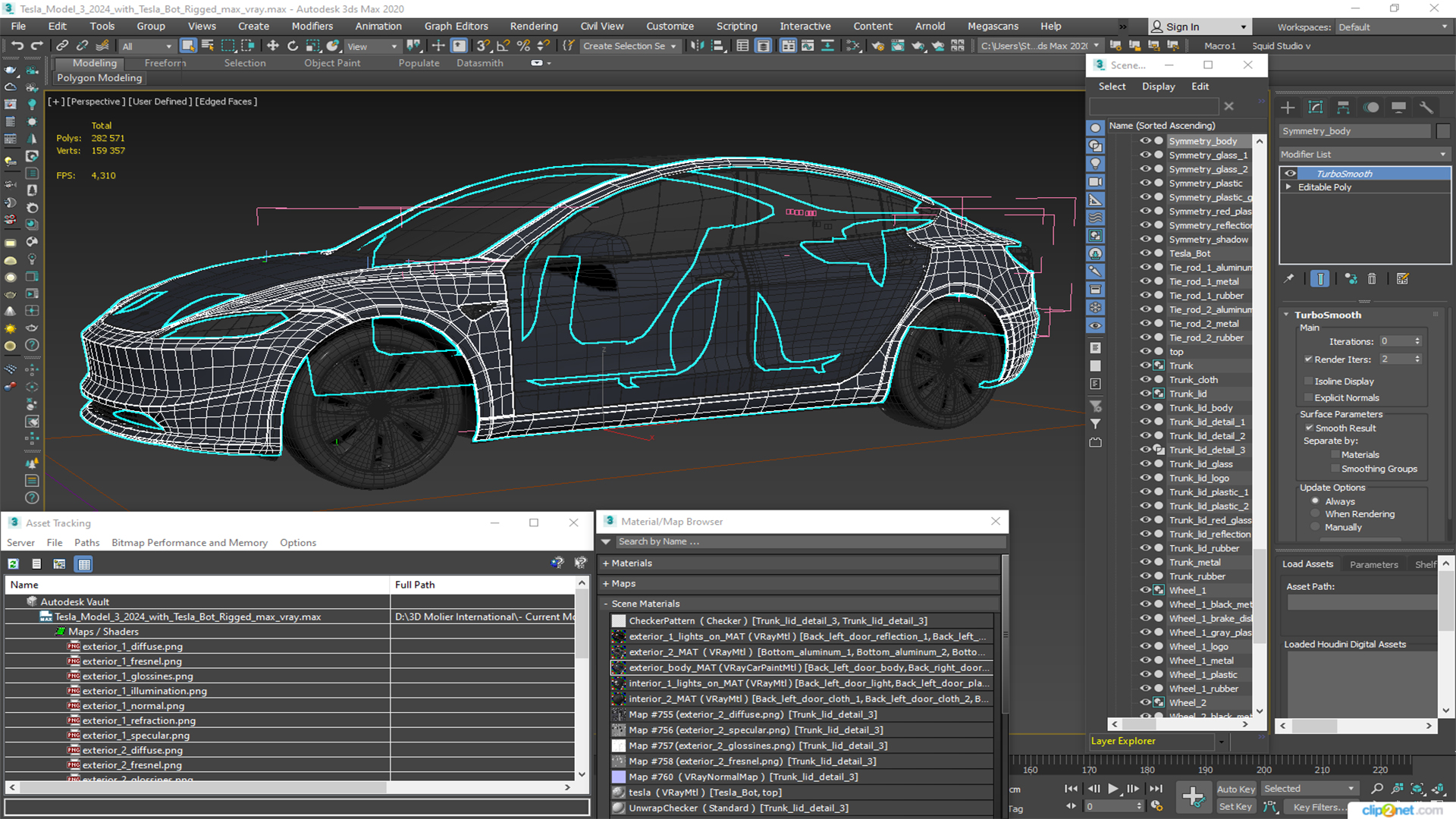 Tesla Model 3 2024 with Tesla Bot Rigged for Maya 3D model