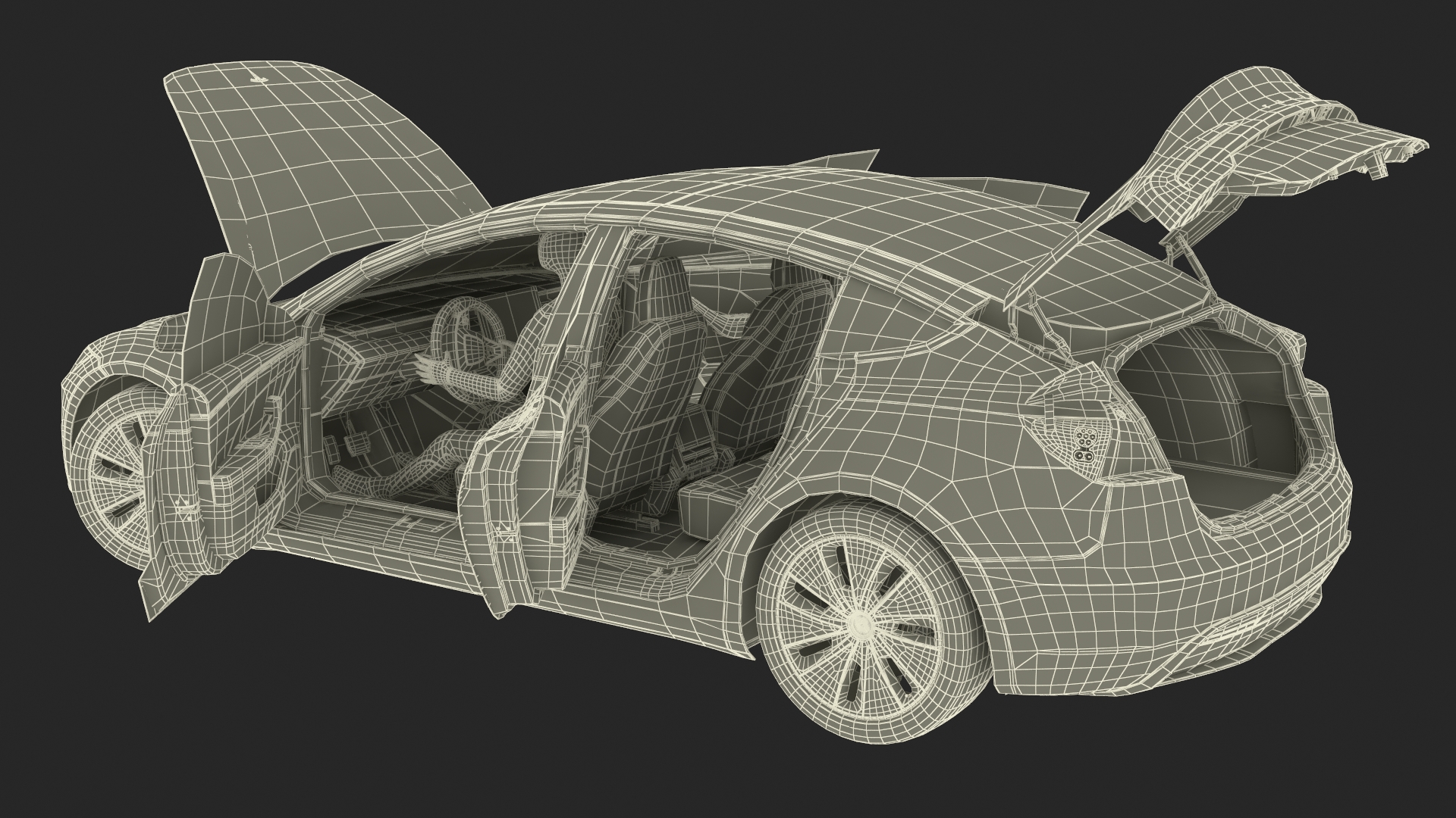 Tesla Model 3 2024 with Tesla Bot Rigged for Maya 3D model