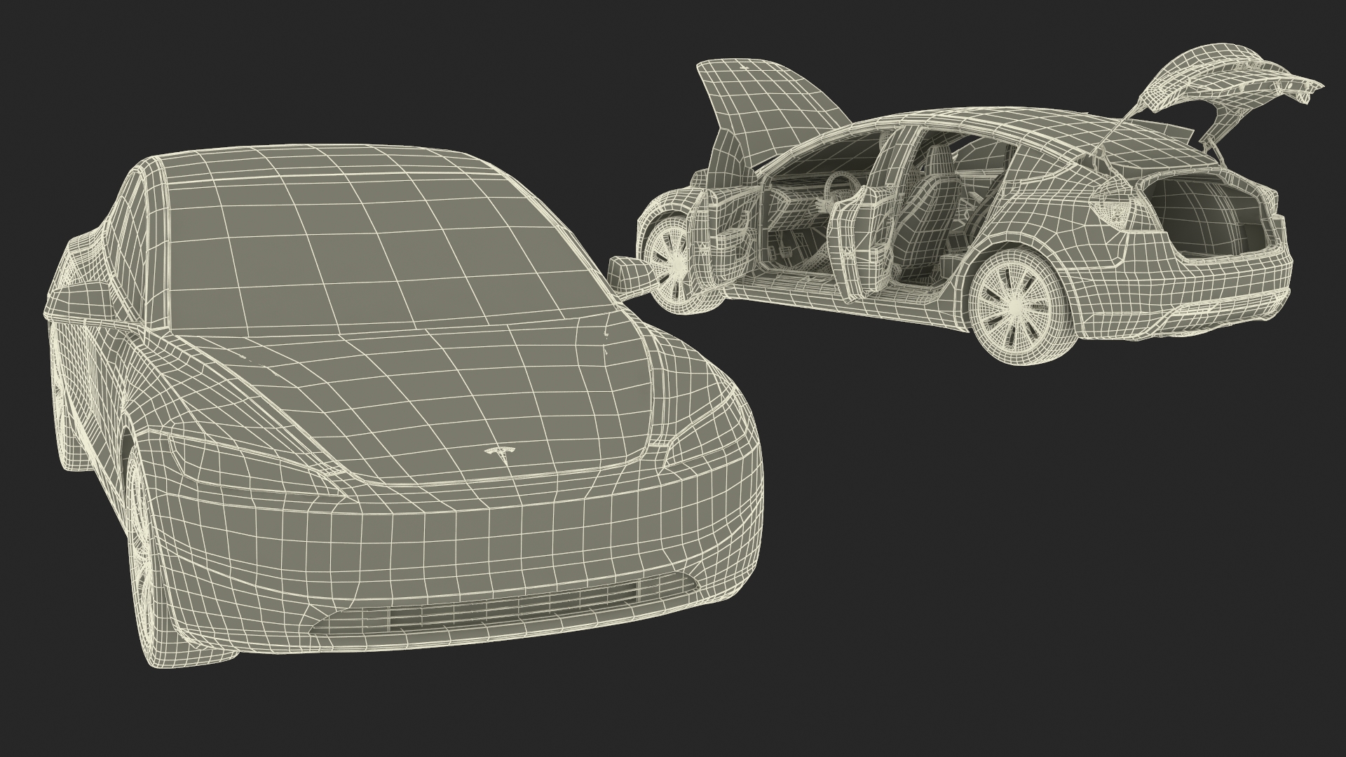 Tesla Model 3 2024 with Tesla Bot Rigged for Maya 3D model