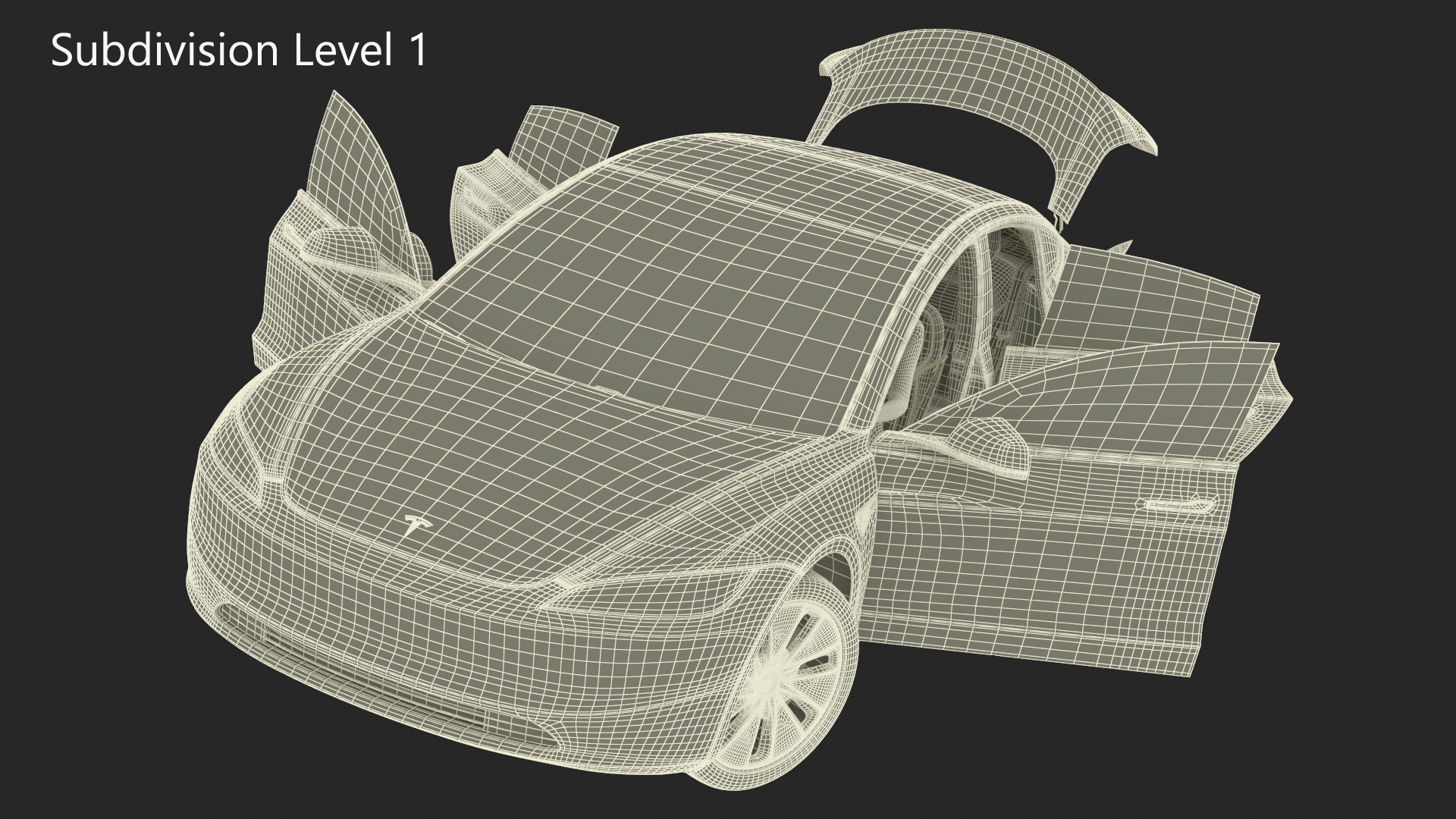 Tesla Model 3 2024 with Tesla Bot Rigged for Maya 3D model