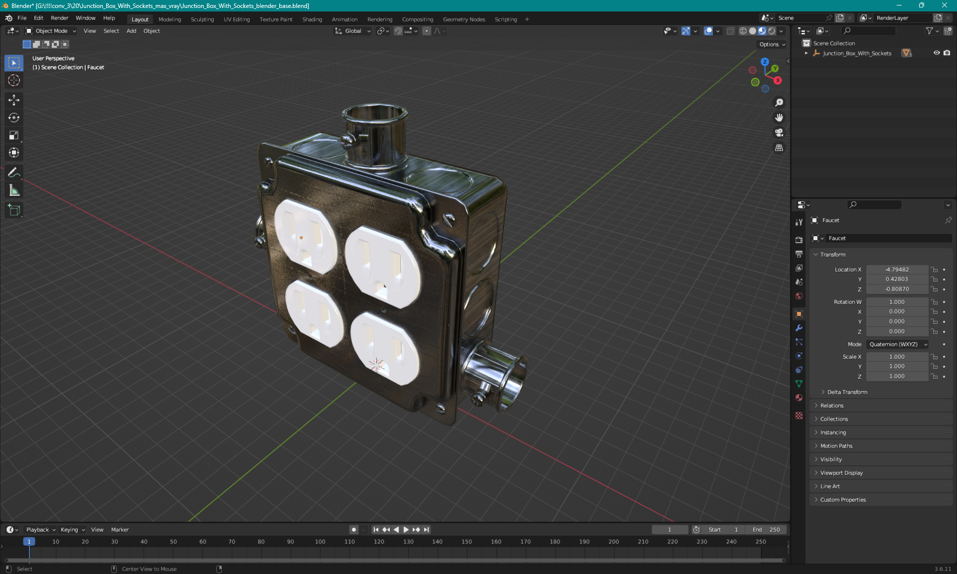 3D model Junction Box With Sockets