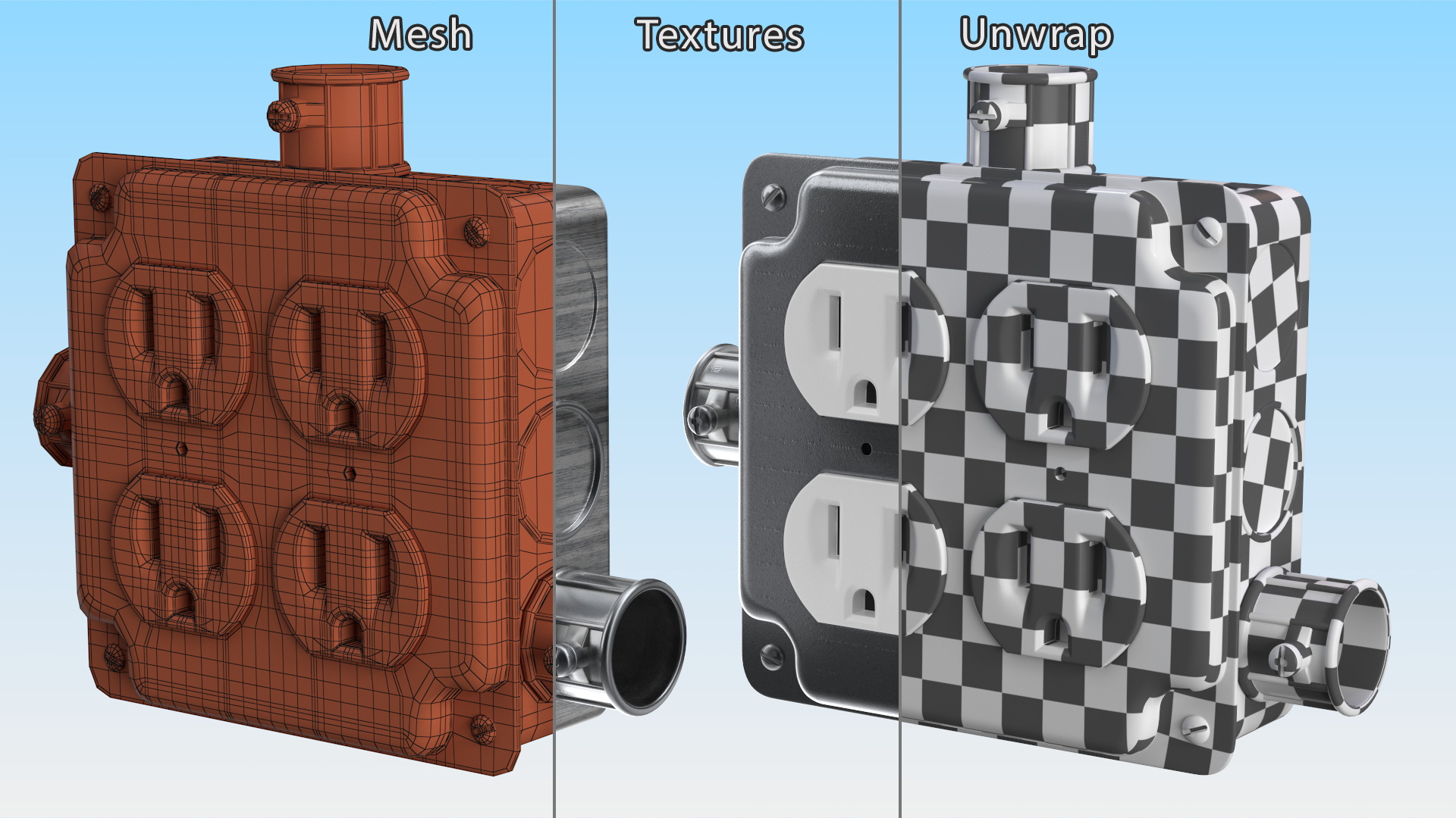 3D model Junction Box With Sockets