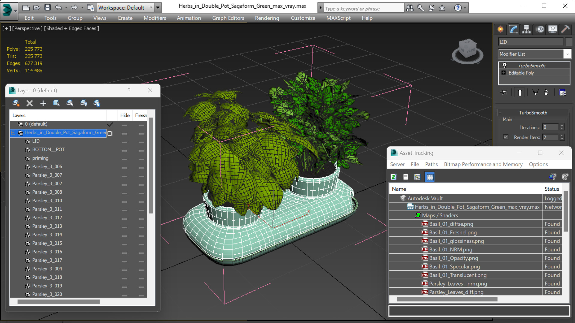 Herbs in Double Pot Sagaform Green 3D model