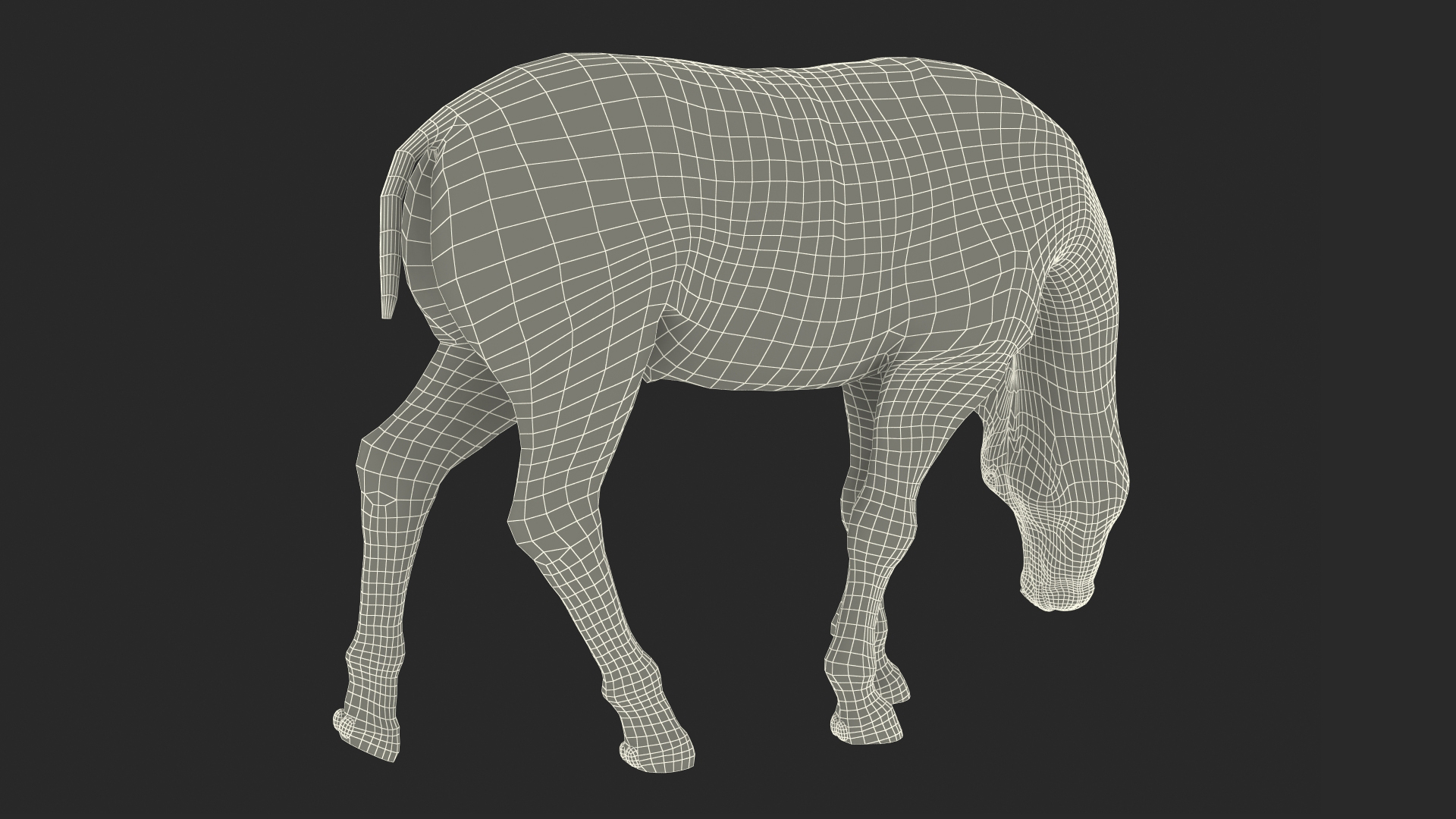 3D Pony with Long Mane Grazing Fur