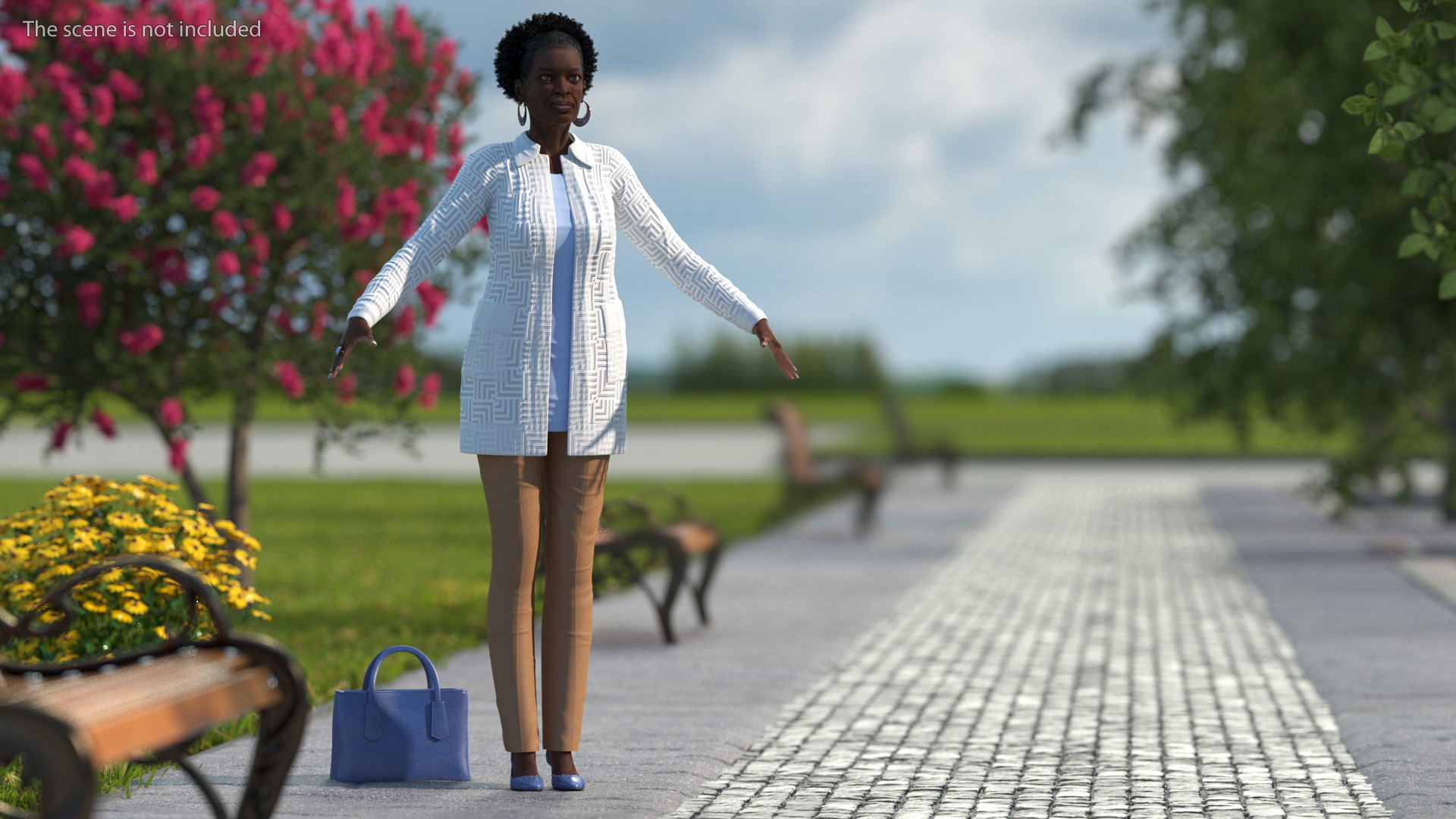 3D Black Elderly Woman Everyday Style A-Pose