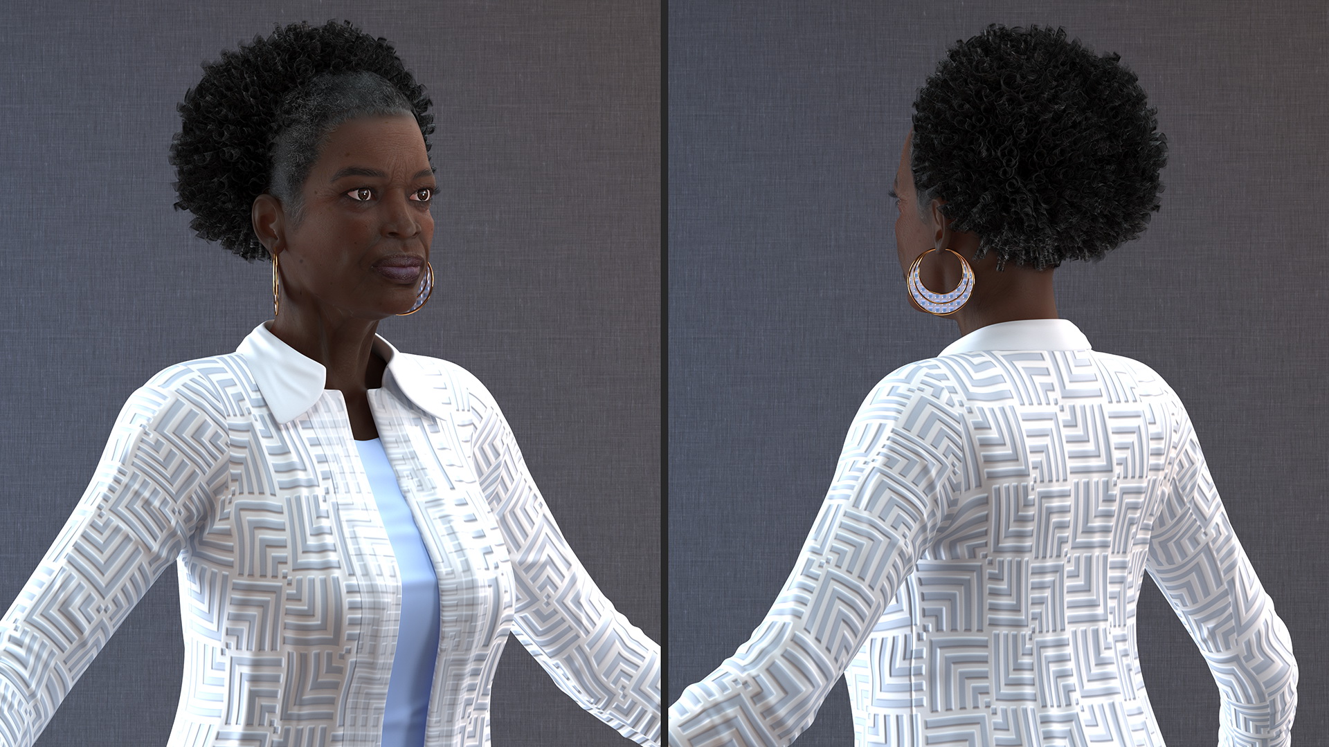 3D Black Elderly Woman Everyday Style A-Pose