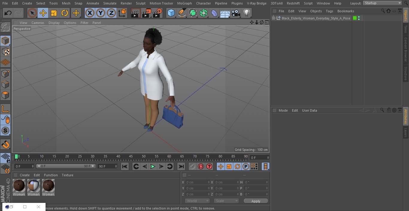 3D Black Elderly Woman Everyday Style A-Pose