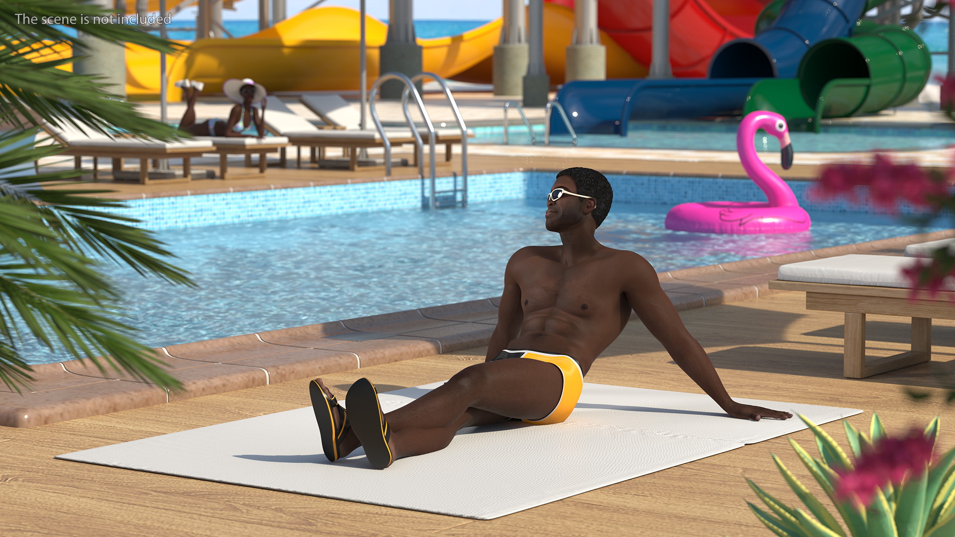 3D model Afro American Man in Swimwear Lying Pose