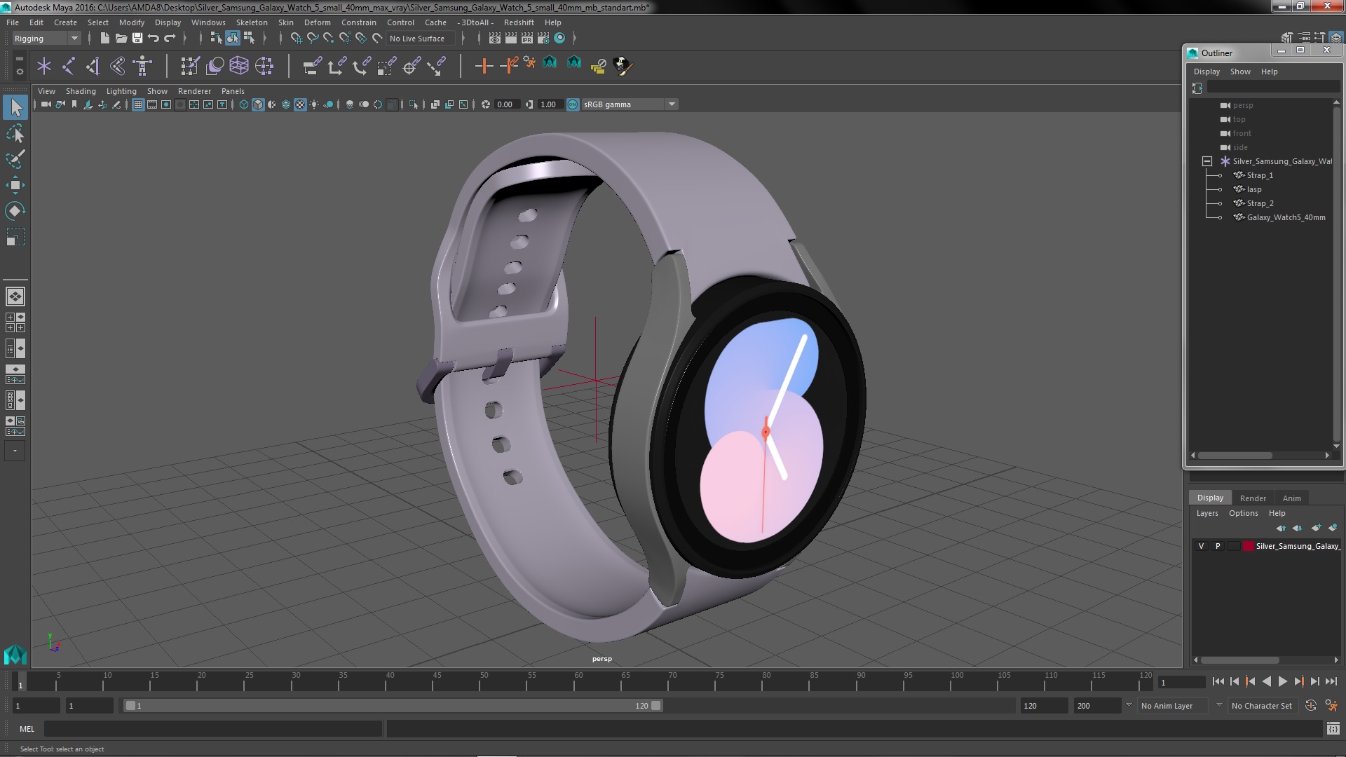 3D model Silver Samsung Galaxy Watch 5 small 40mm