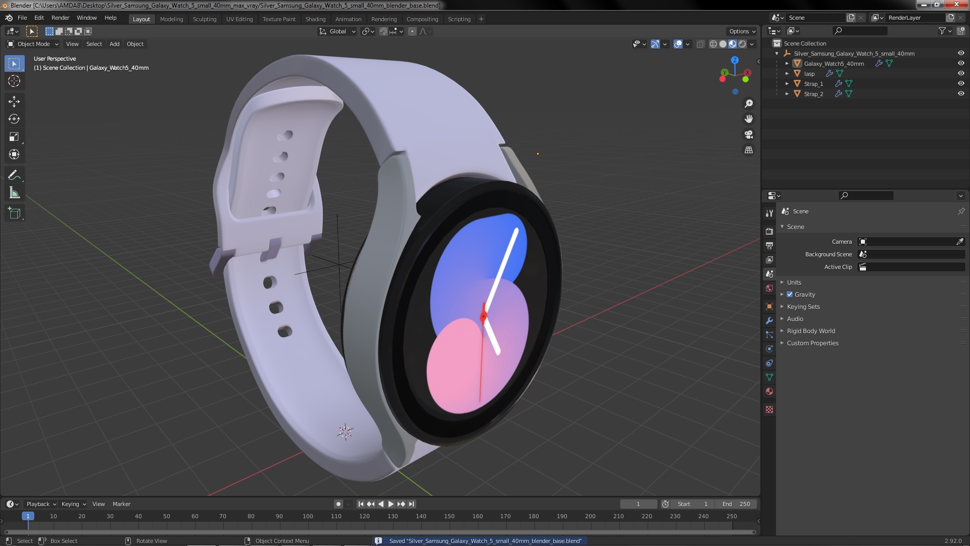 3D model Silver Samsung Galaxy Watch 5 small 40mm