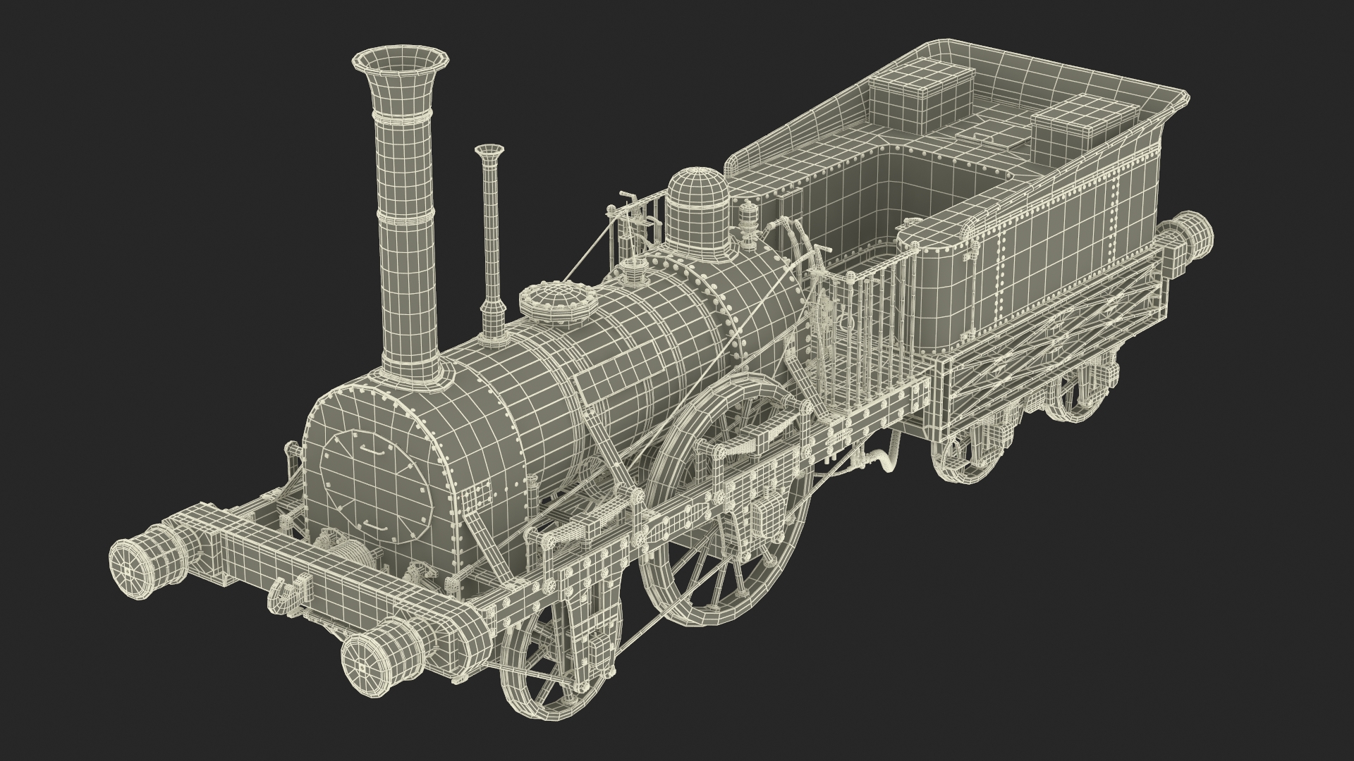 3D model Planet by Robert Stephenson 1830 Locomotive Rigged