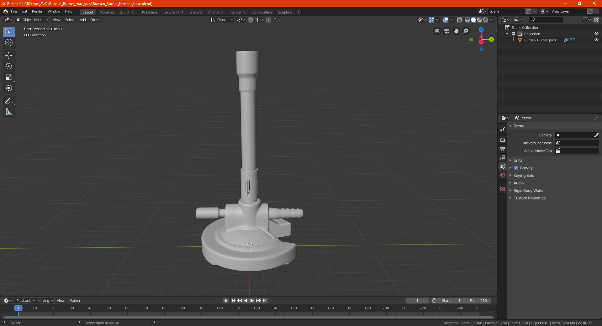 3D Bunsen Burner model