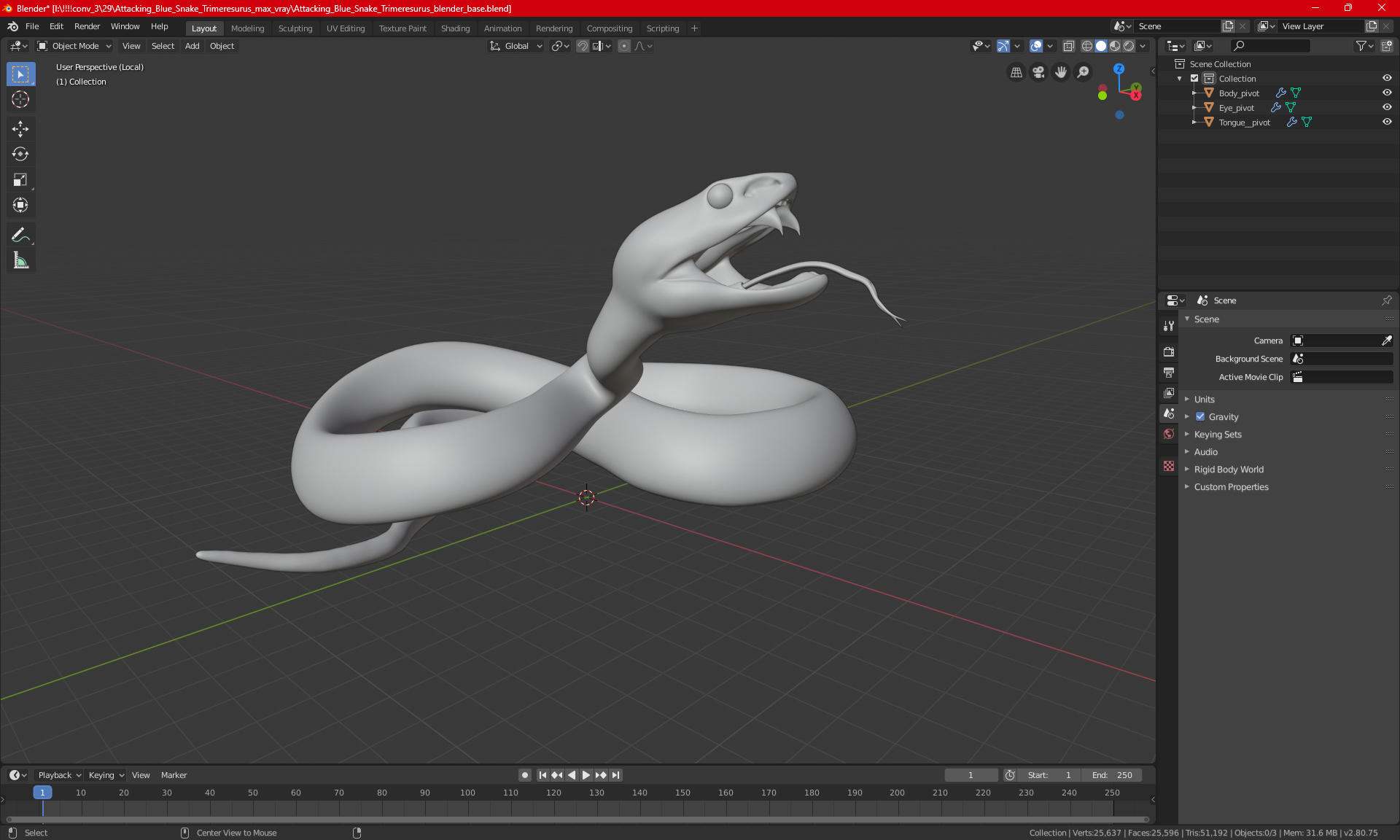 3D Attacking Blue Snake Trimeresurus model