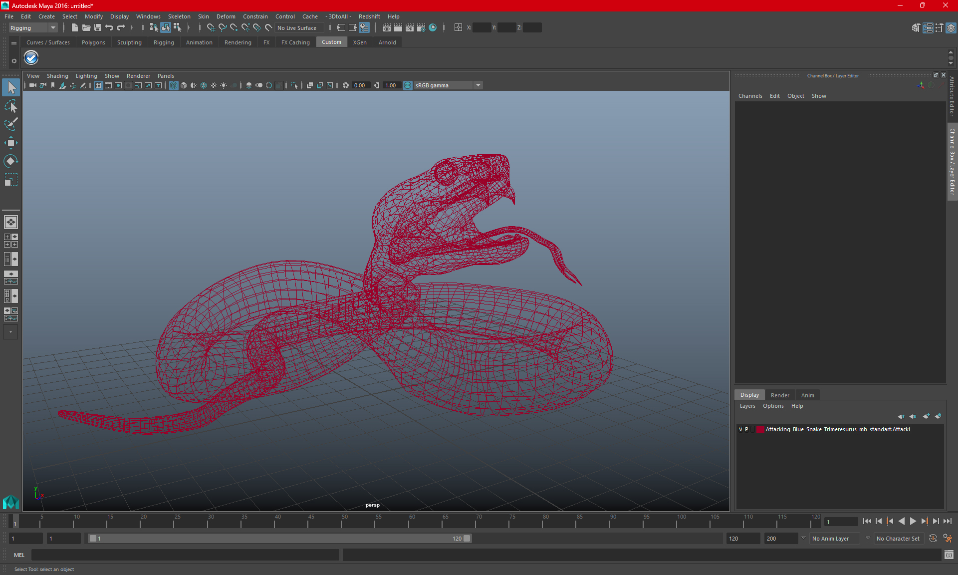 3D Attacking Blue Snake Trimeresurus model