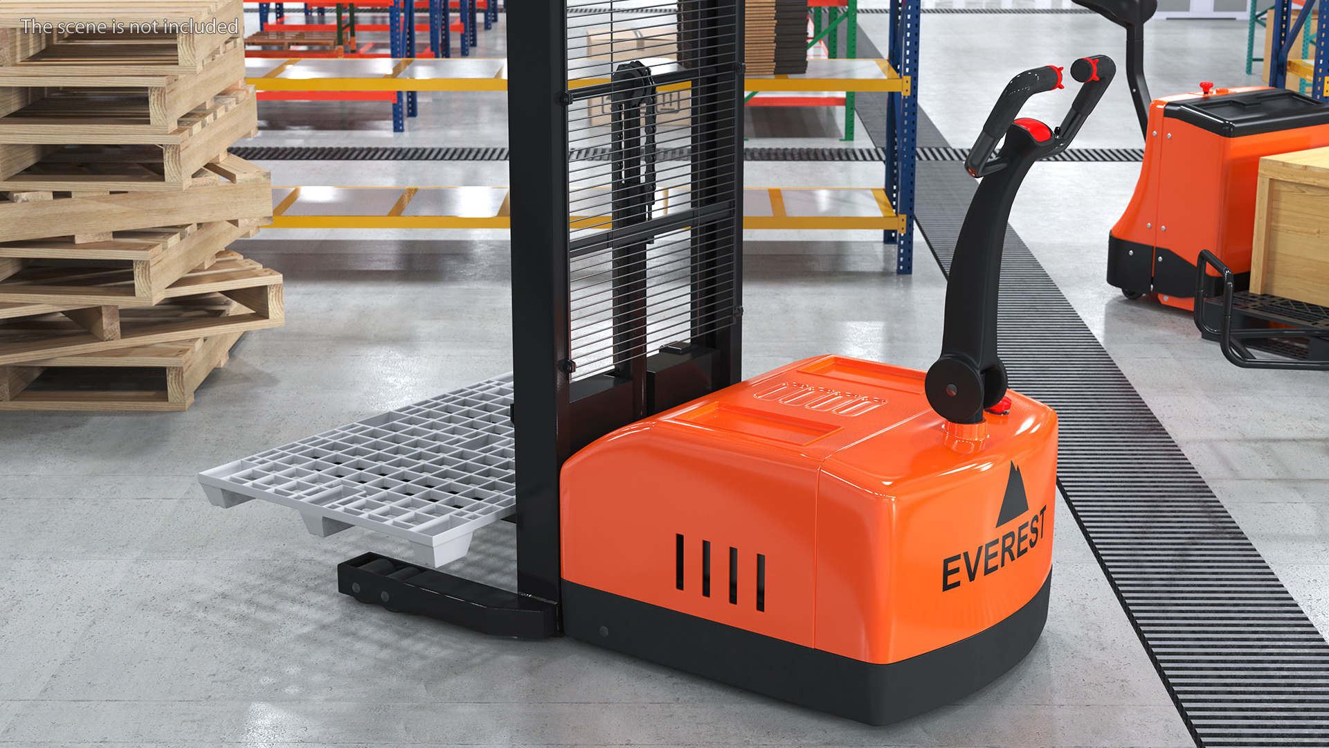 3D Electric Pallet Stacker with Plastic Pallet model