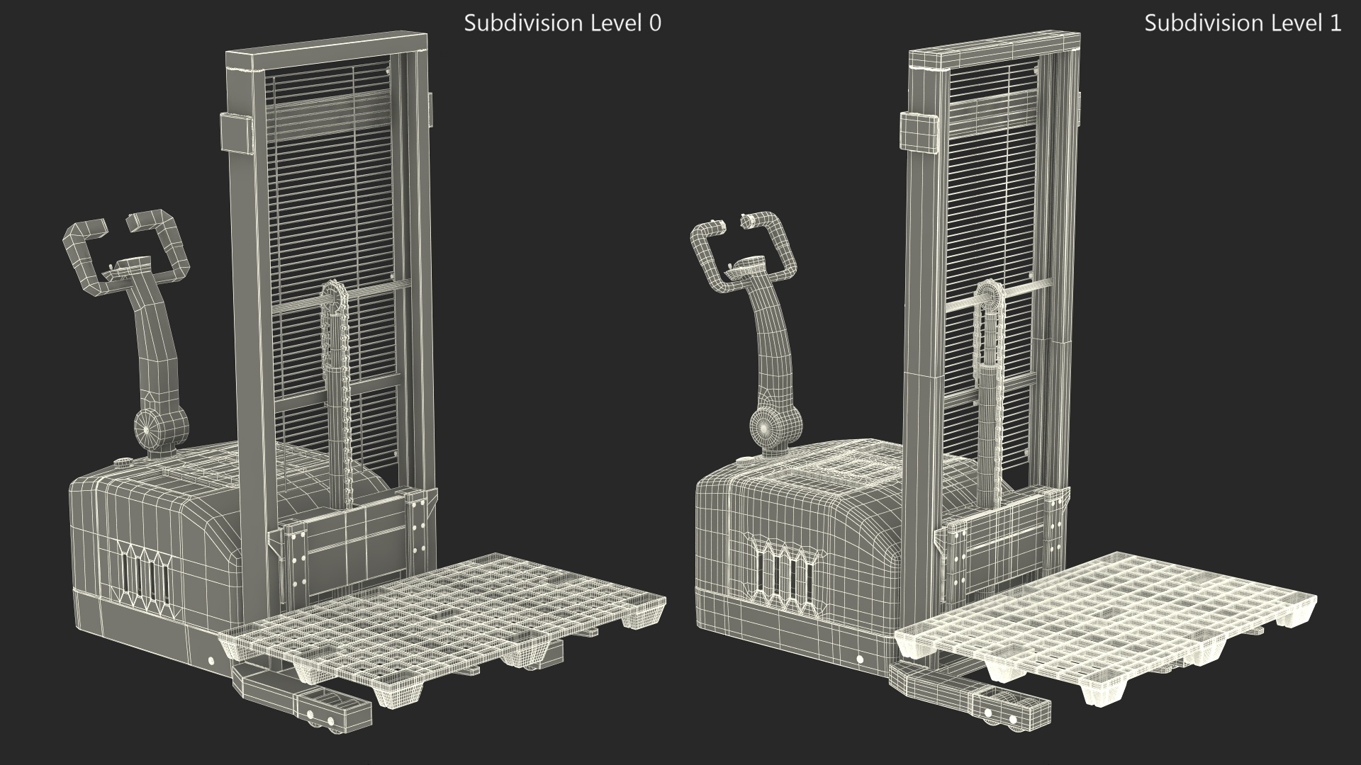 3D Electric Pallet Stacker with Plastic Pallet model