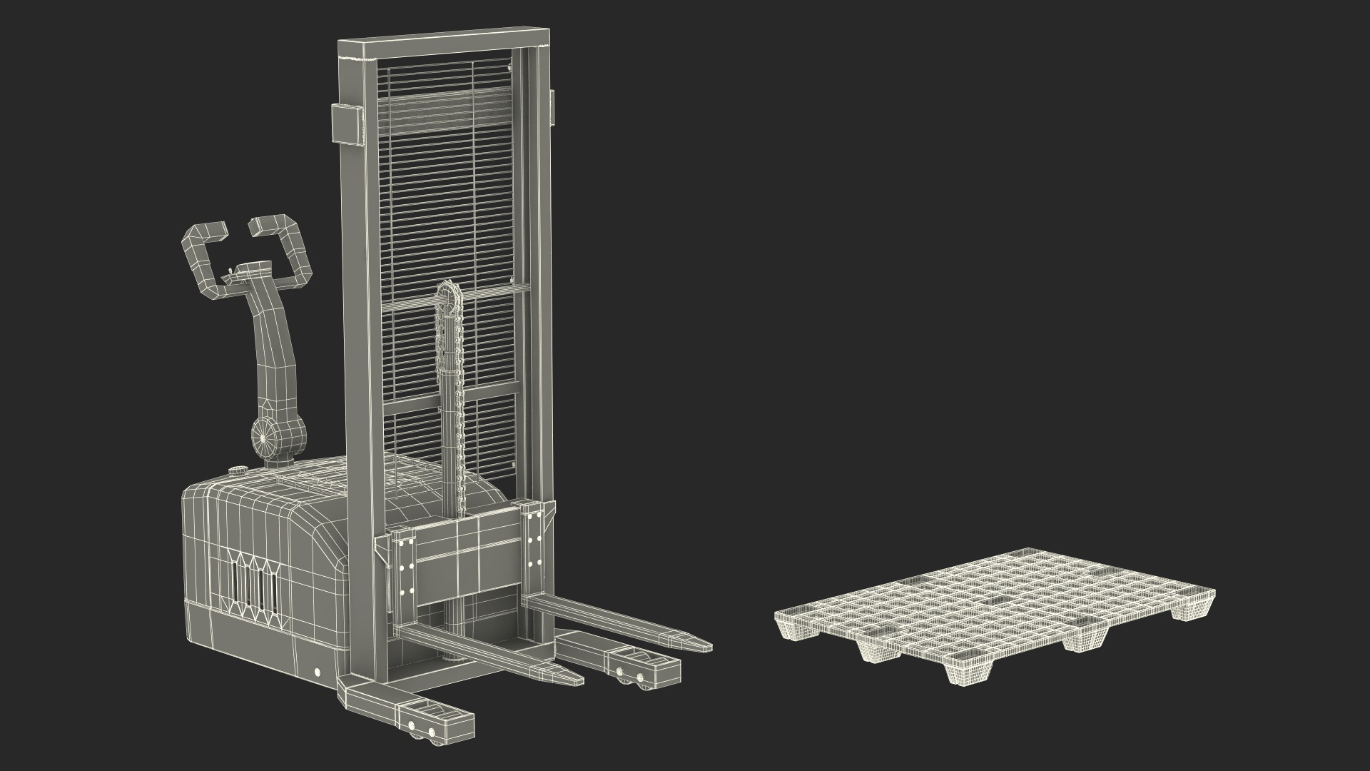 3D Electric Pallet Stacker with Plastic Pallet model