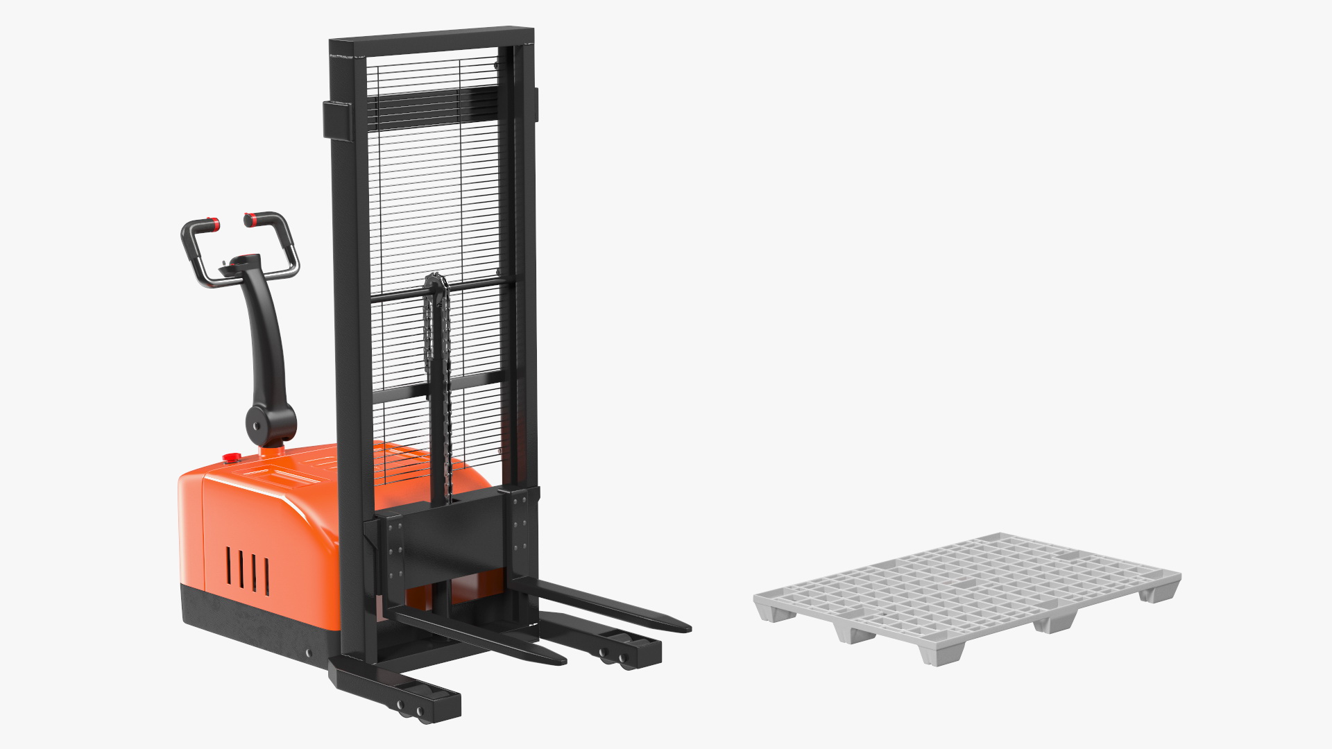 3D Electric Pallet Stacker with Plastic Pallet model