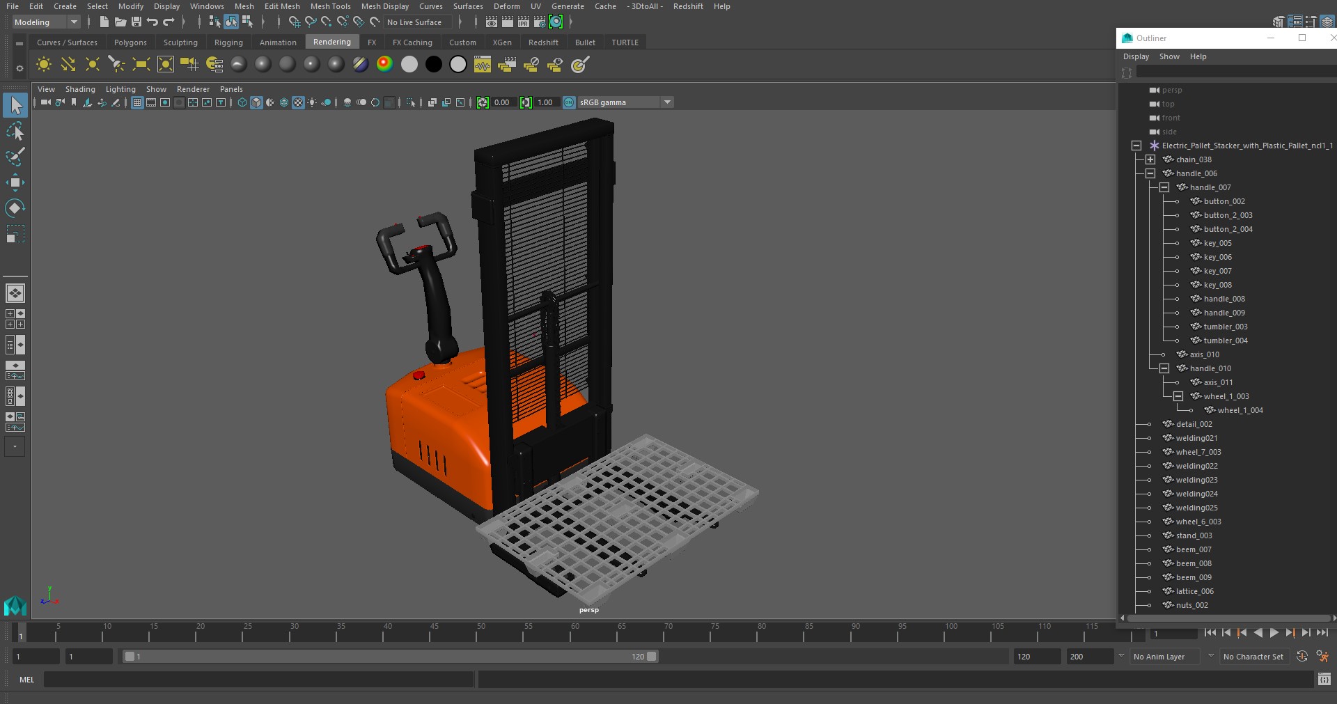 3D Electric Pallet Stacker with Plastic Pallet model